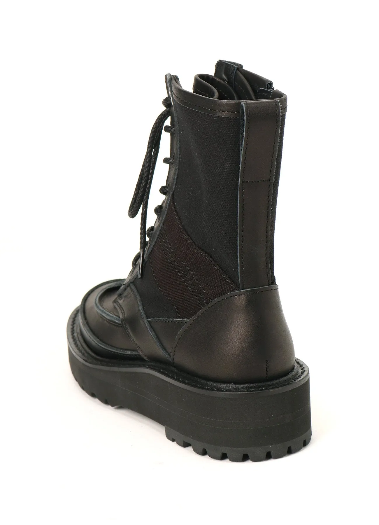 COTTON DUCK/LEATHER COMBINATION MILITARY BOOTS sold by Yohji Yamamoto product image thumbnail 4
