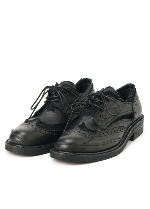 CANVAS/LEATHER COMBINATION WING CHIP SHOES sold by Yohji Yamamoto