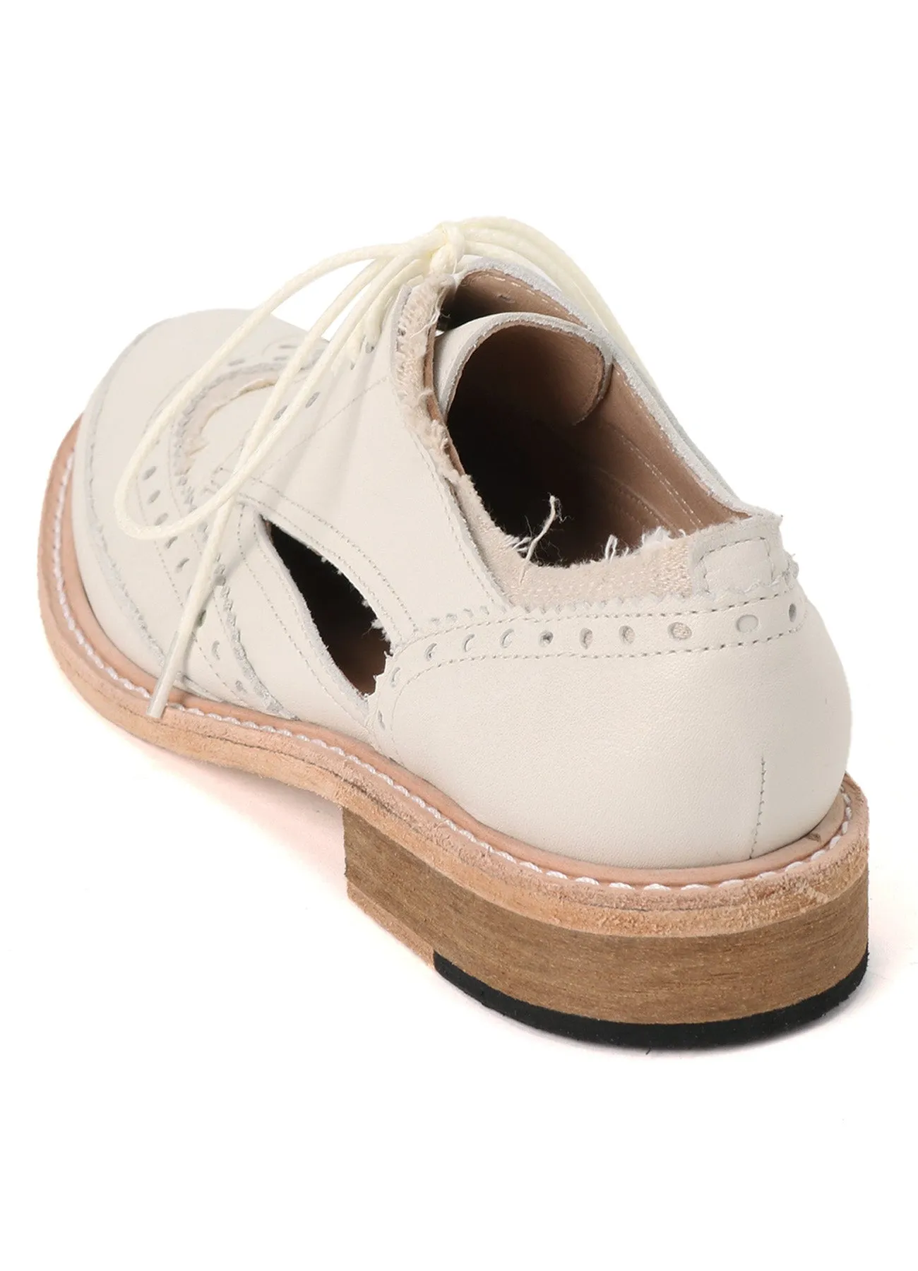 COTTON LINEN/LEATHER COMBINATION WING CHIP SHOES sold by Yohji Yamamoto product image thumbnail 4