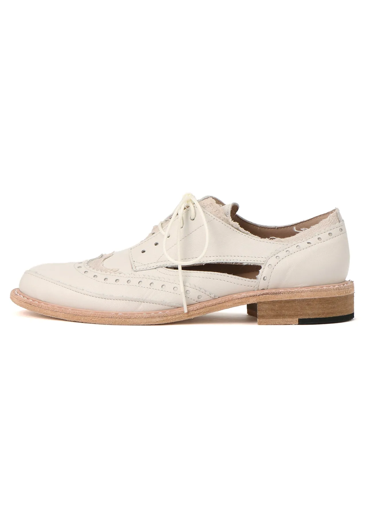 COTTON LINEN/LEATHER COMBINATION WING CHIP SHOES sold by Yohji Yamamoto product image thumbnail 3