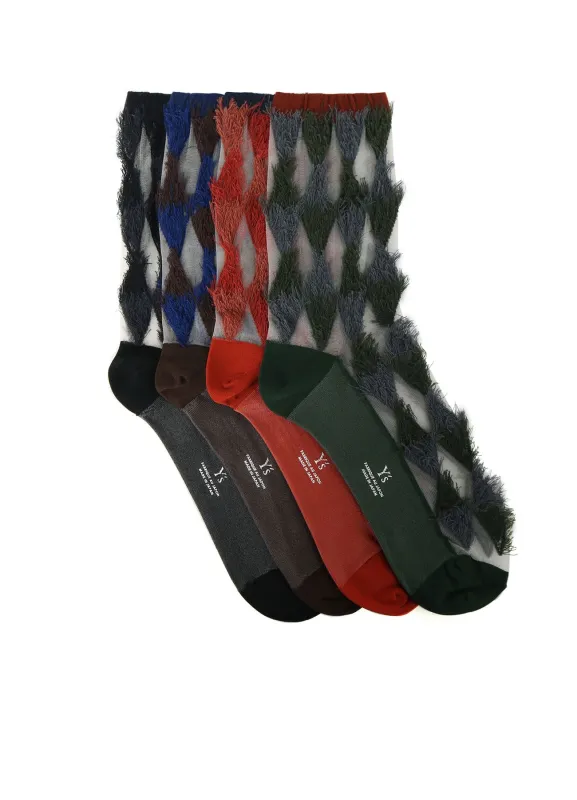 REVERSED JACQUARD DIAMOND PATTERN SOCKS sold by Yohji Yamamoto