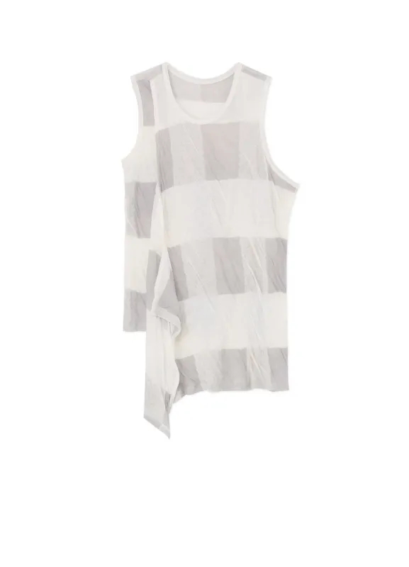 C/LI BLOCK CHECK JQ DOUBLE FRONT DRAPE RUNNNING T sold by Yohji Yamamoto