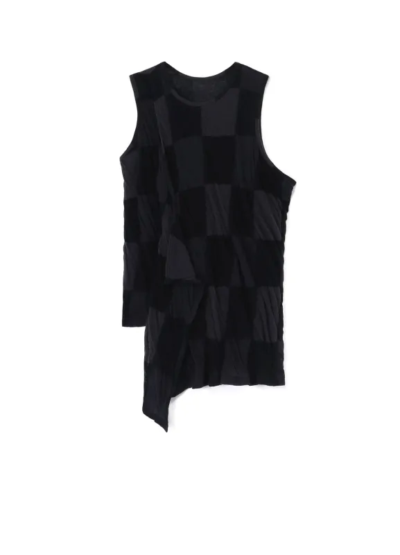 C/LI BLOCK CHECK JQ DOUBLE FRONT DRAPE RUNNNING T sold by Yohji Yamamoto