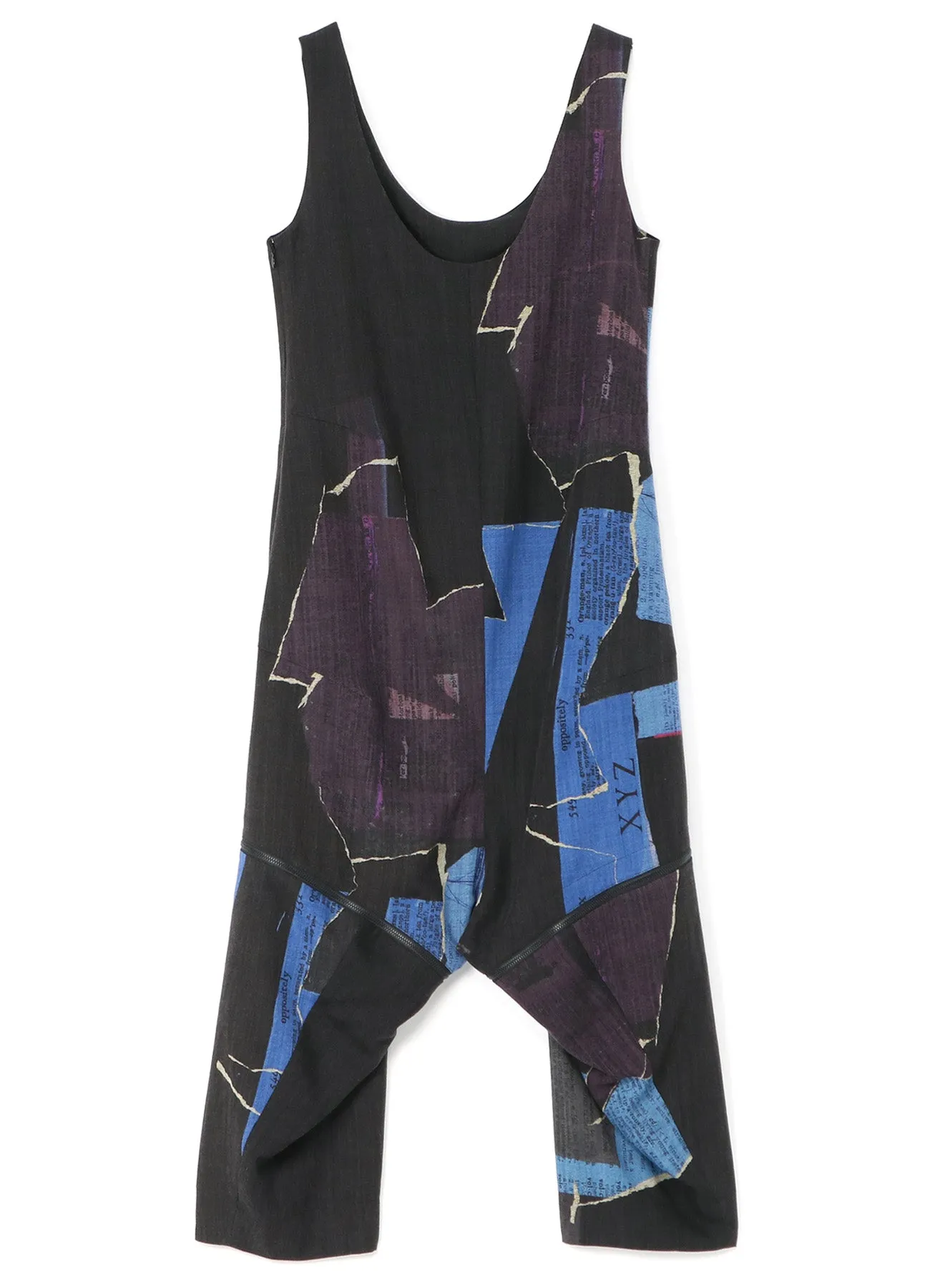 WOOL DICTIONARY COLLAGE PRINT HEM FASTENER OVERALL sold by Yohji Yamamoto product image thumbnail 4