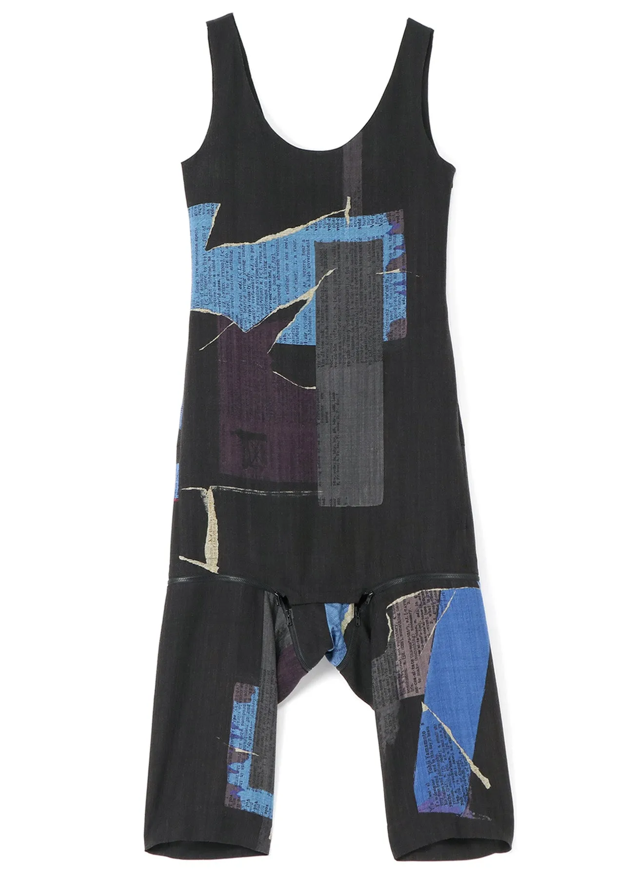WOOL DICTIONARY COLLAGE PRINT HEM FASTENER OVERALL sold by Yohji Yamamoto product image thumbnail 2
