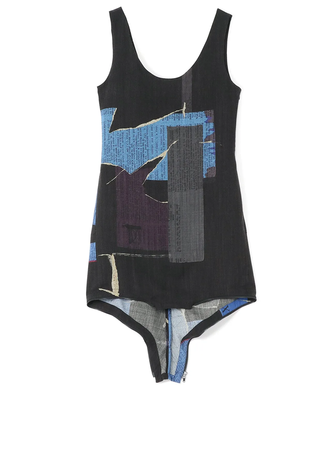 WOOL DICTIONARY COLLAGE PRINT HEM FASTENER OVERALL sold by Yohji Yamamoto product image thumbnail 3