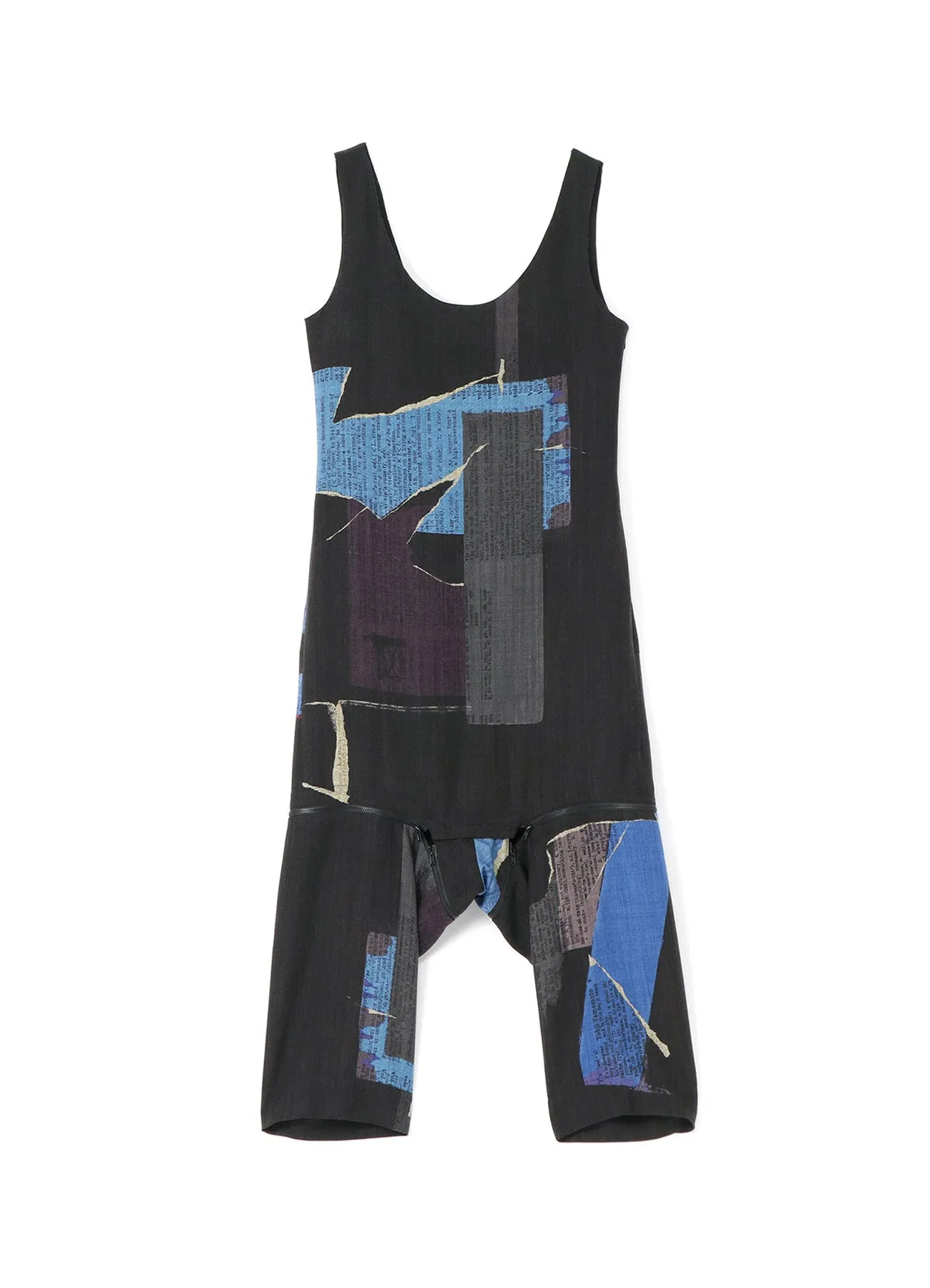WOOL DICTIONARY COLLAGE PRINT HEM FASTENER OVERALL sold by Yohji Yamamoto