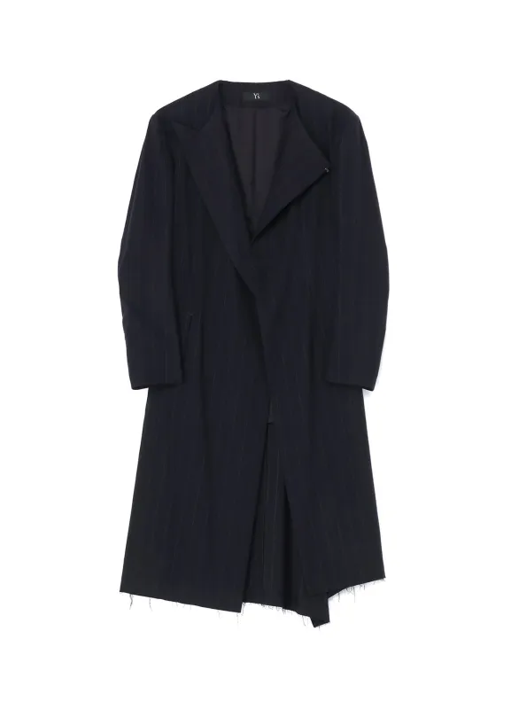 W/RY LIGHT STRIPE COLLAR LESS JACKET sold by Yohji Yamamoto