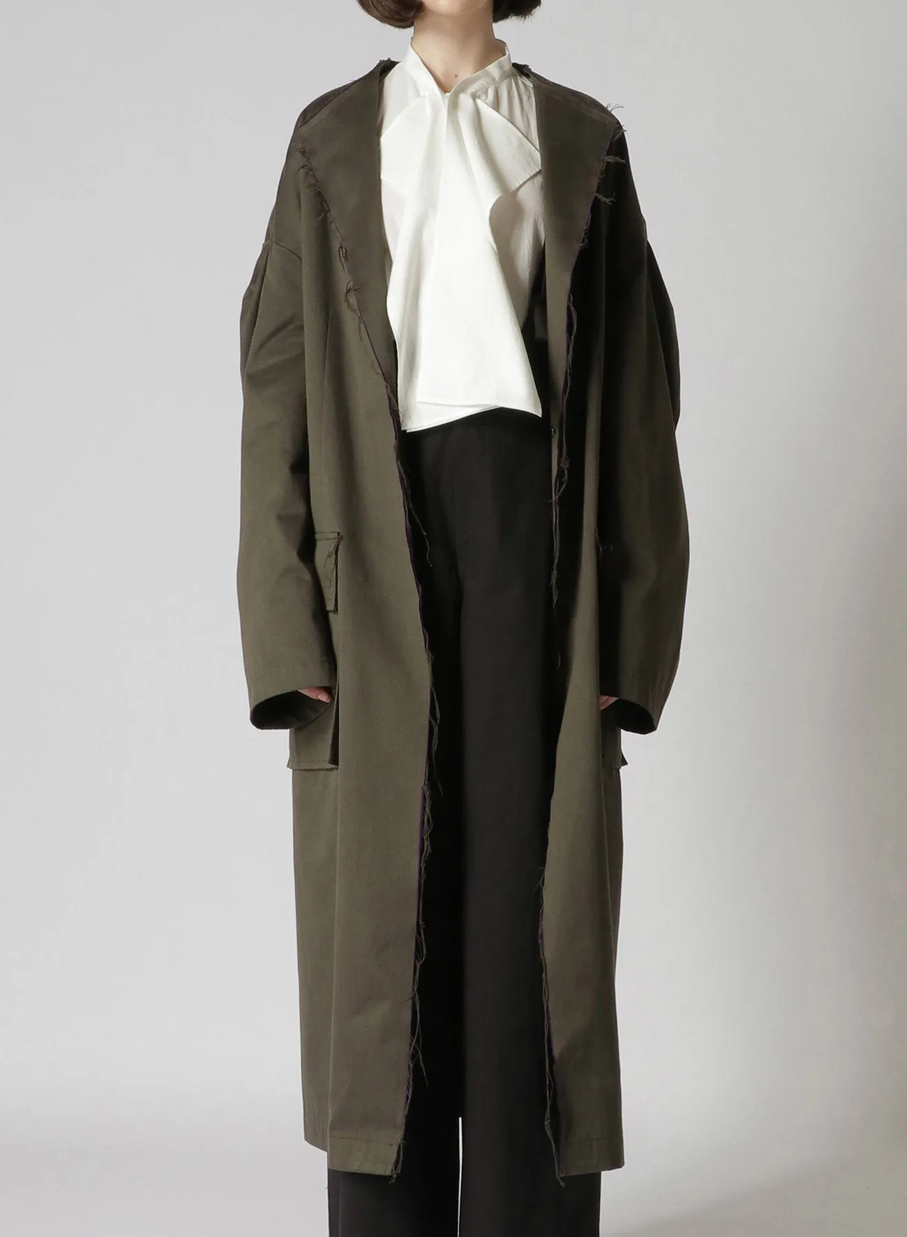 DOUBLE FACED TWILL NO COLLAR COAT sold by Yohji Yamamoto product image thumbnail 4