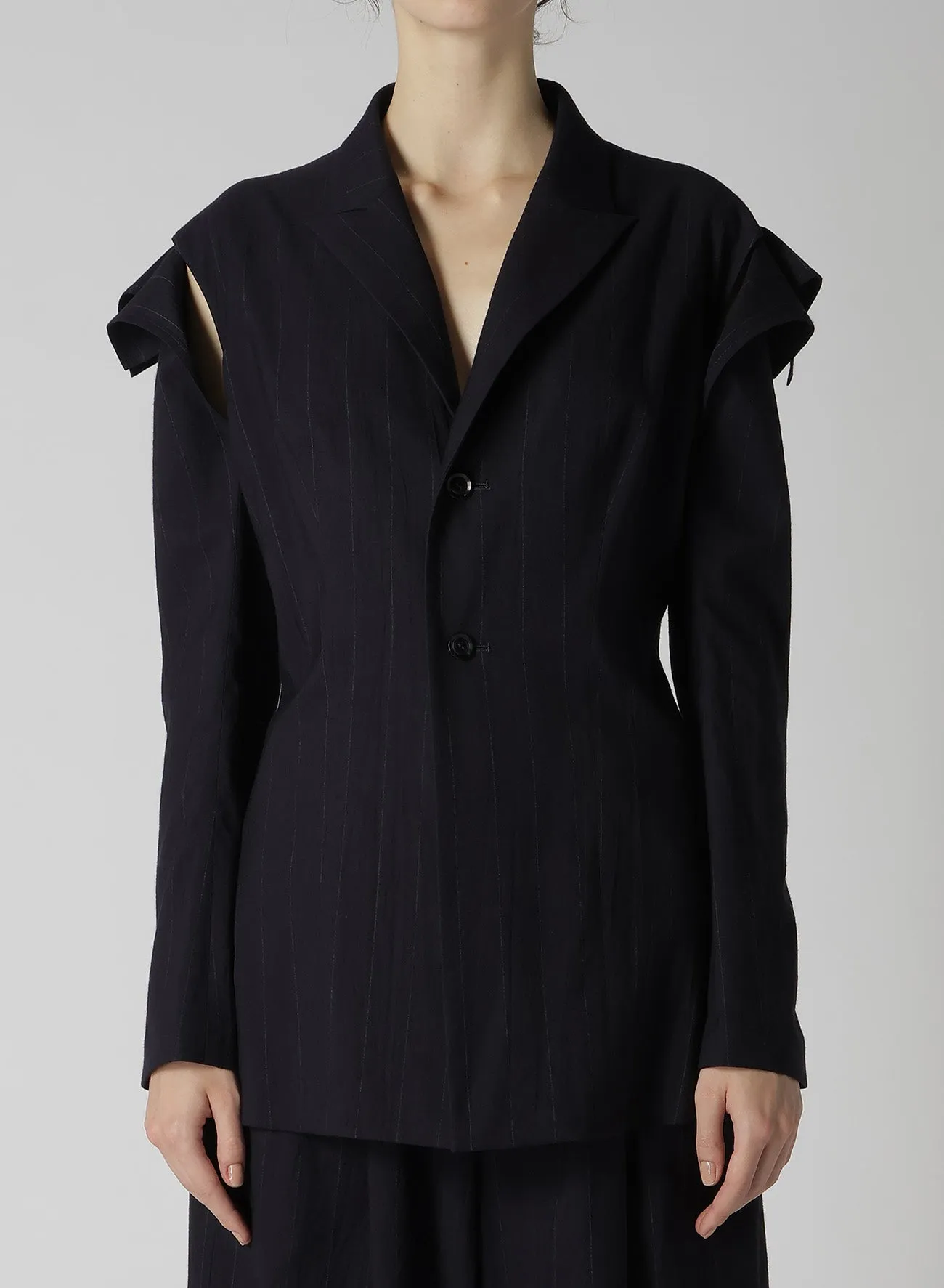 W/RY LIGHT STRIPE SLEEVE HANG CLOTH JACKET sold by Yohji Yamamoto product image thumbnail 5