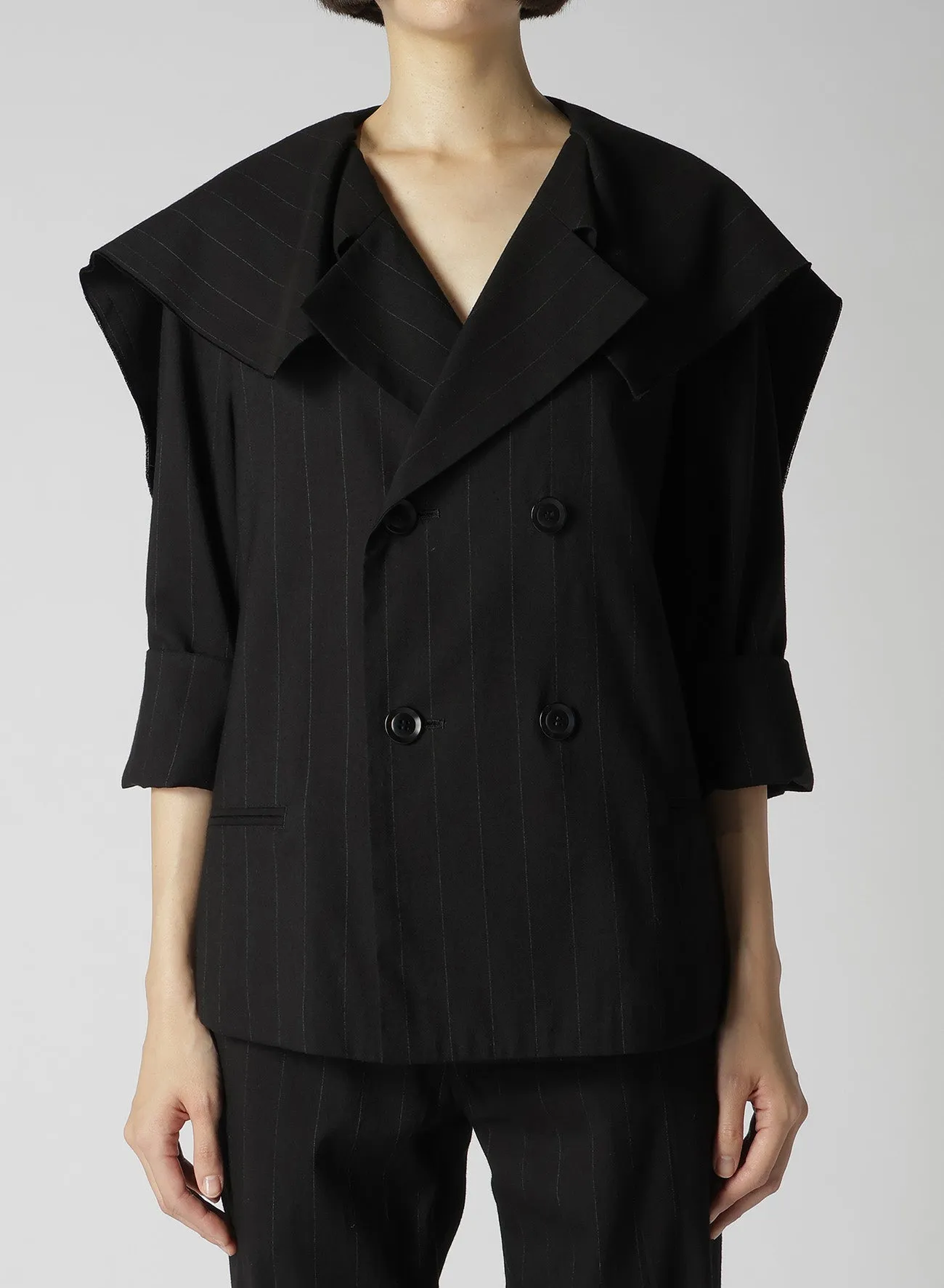 W/RY LIGHT STRIPE SAILOR COLLAR JACKET sold by Yohji Yamamoto product image thumbnail 5