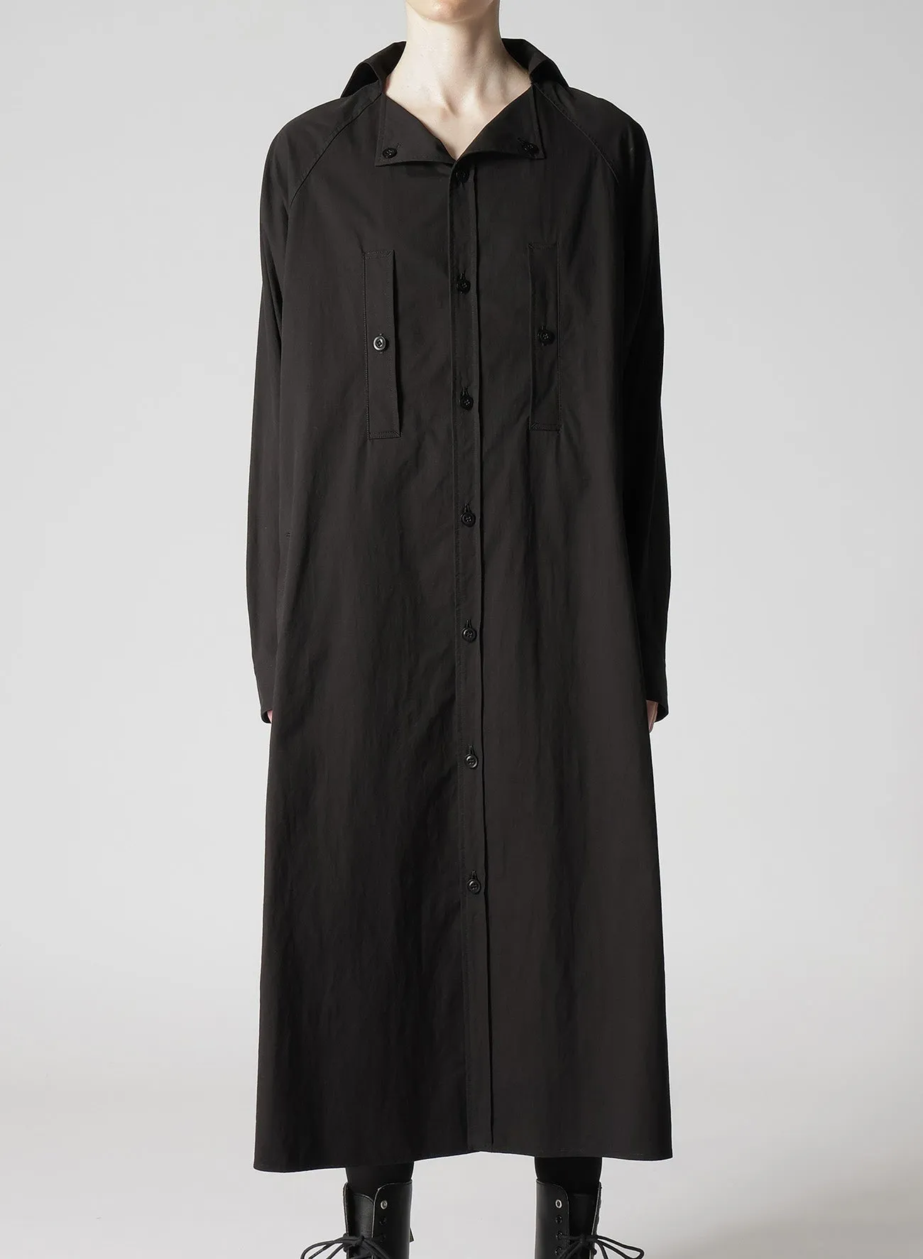 LIGHT TWILL COTTON LONG SLEEVE DRESS sold by Yohji Yamamoto product image thumbnail 4