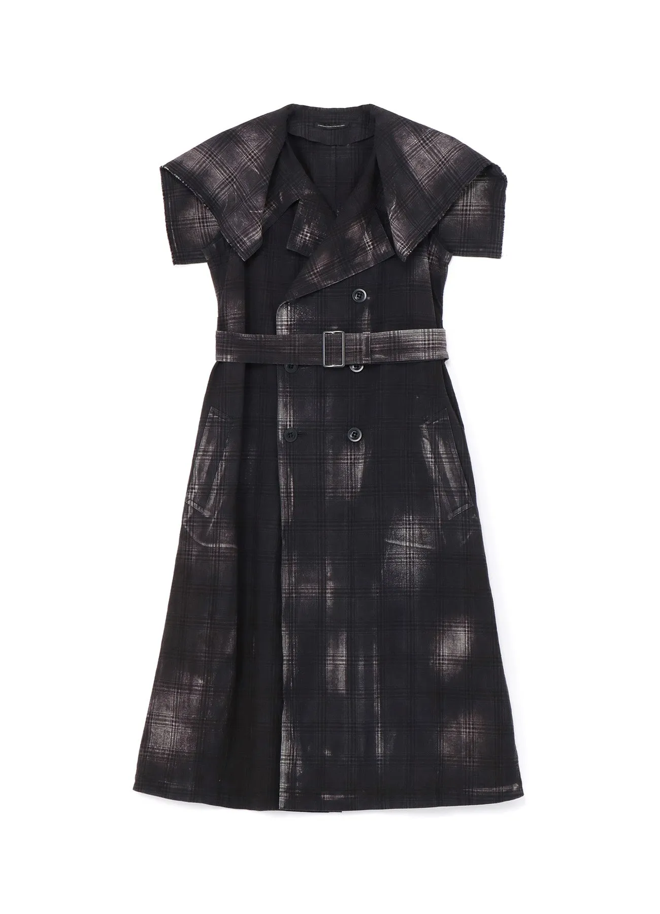 GLEN CHECK SAILOR COLLAR COAT sold by Yohji Yamamoto