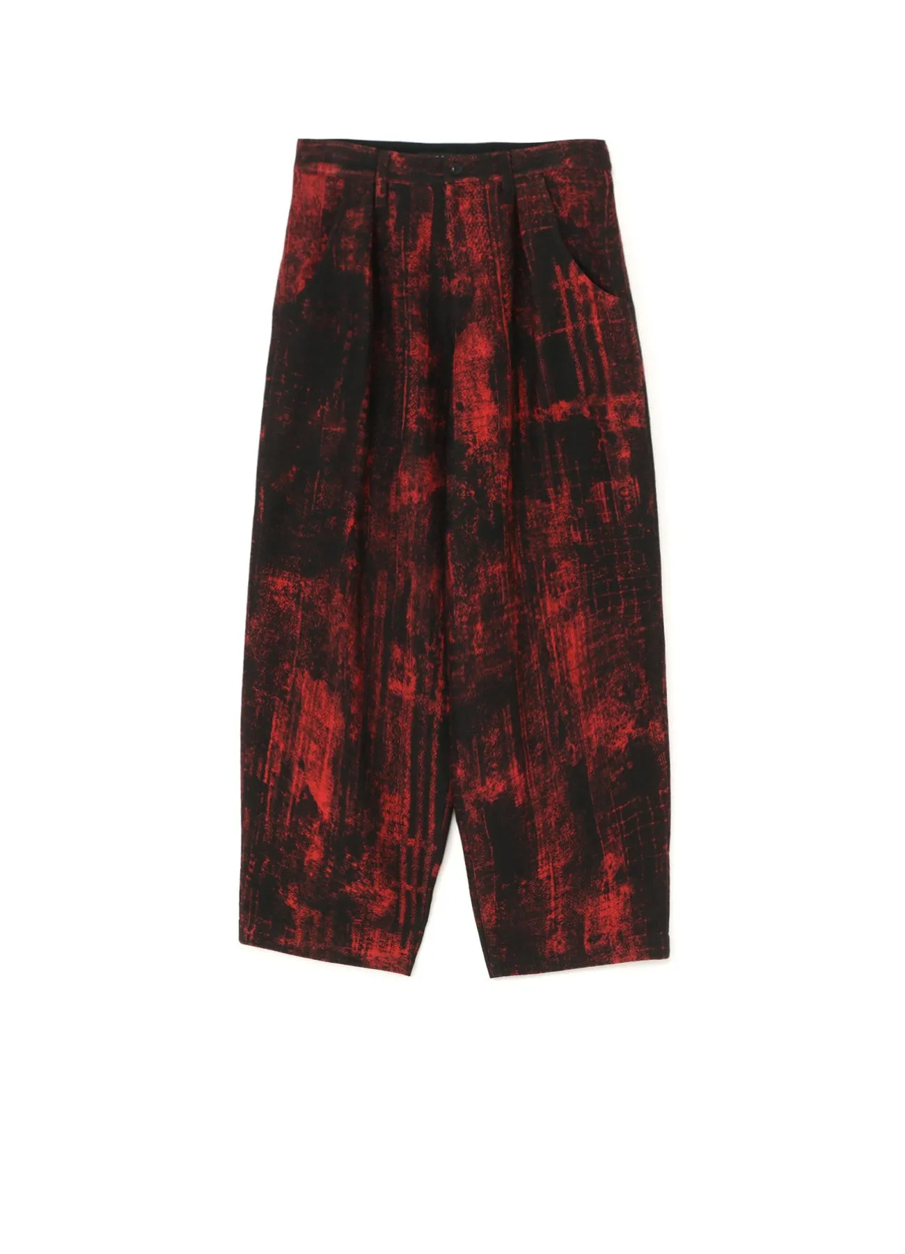PRINTED COTTON SINGLE PLEATED WIDE LEG PANTS sold by Yohji Yamamoto
