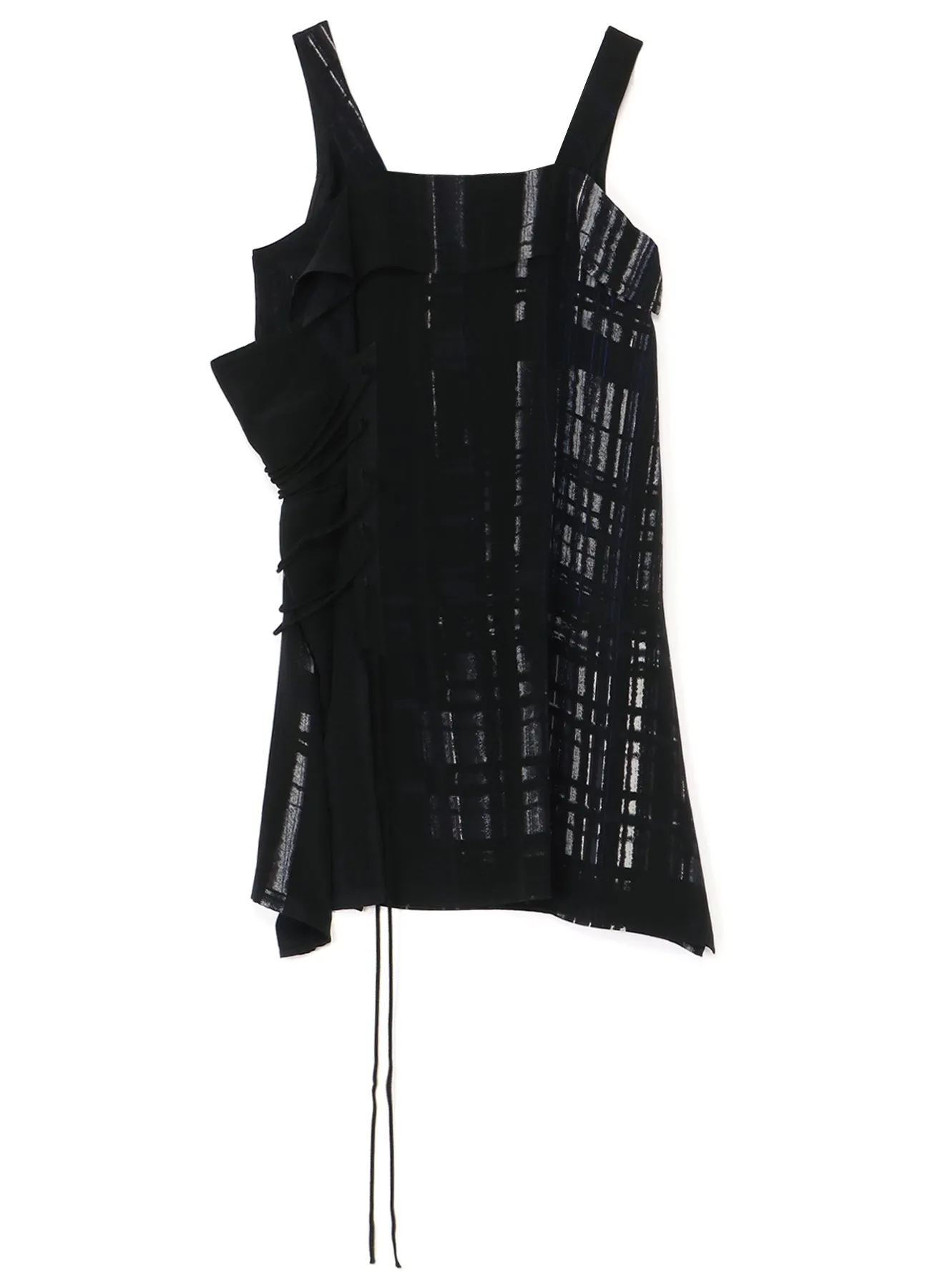 CU/RY HAND PAINTED PLAID PRINT LACE UP BLOUSE sold by Yohji Yamamoto product image thumbnail 2
