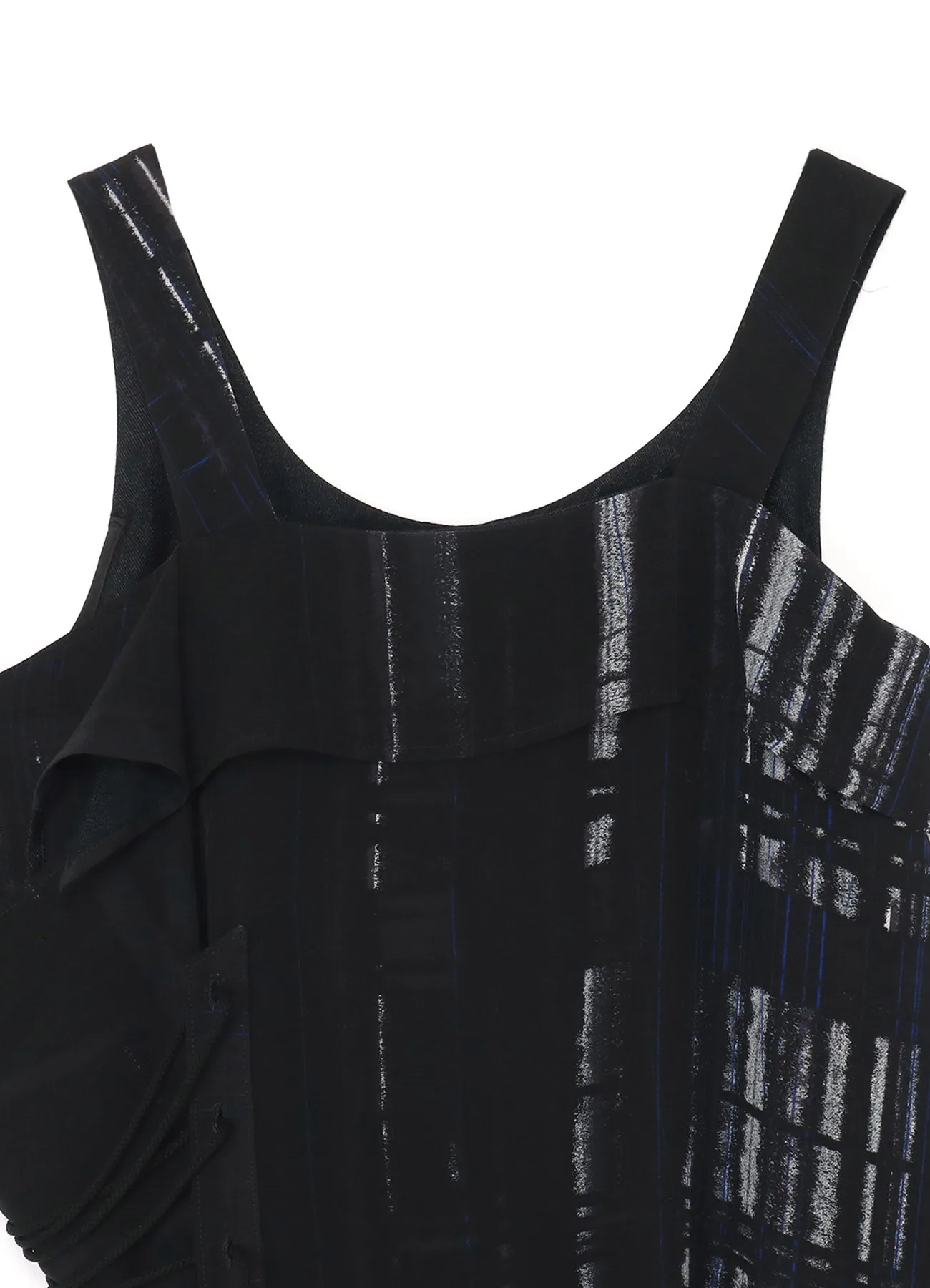 CU/RY HAND PAINTED PLAID PRINT LACE UP BLOUSE sold by Yohji Yamamoto product image thumbnail 4