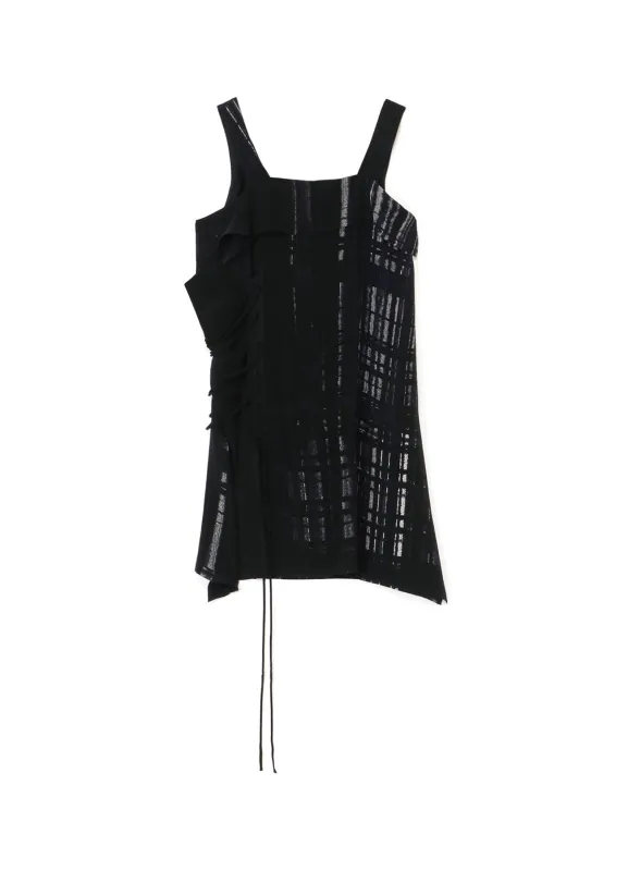 CU/RY HAND PAINTED PLAID PRINT LACE UP BLOUSE made by Yohji Yamamoto