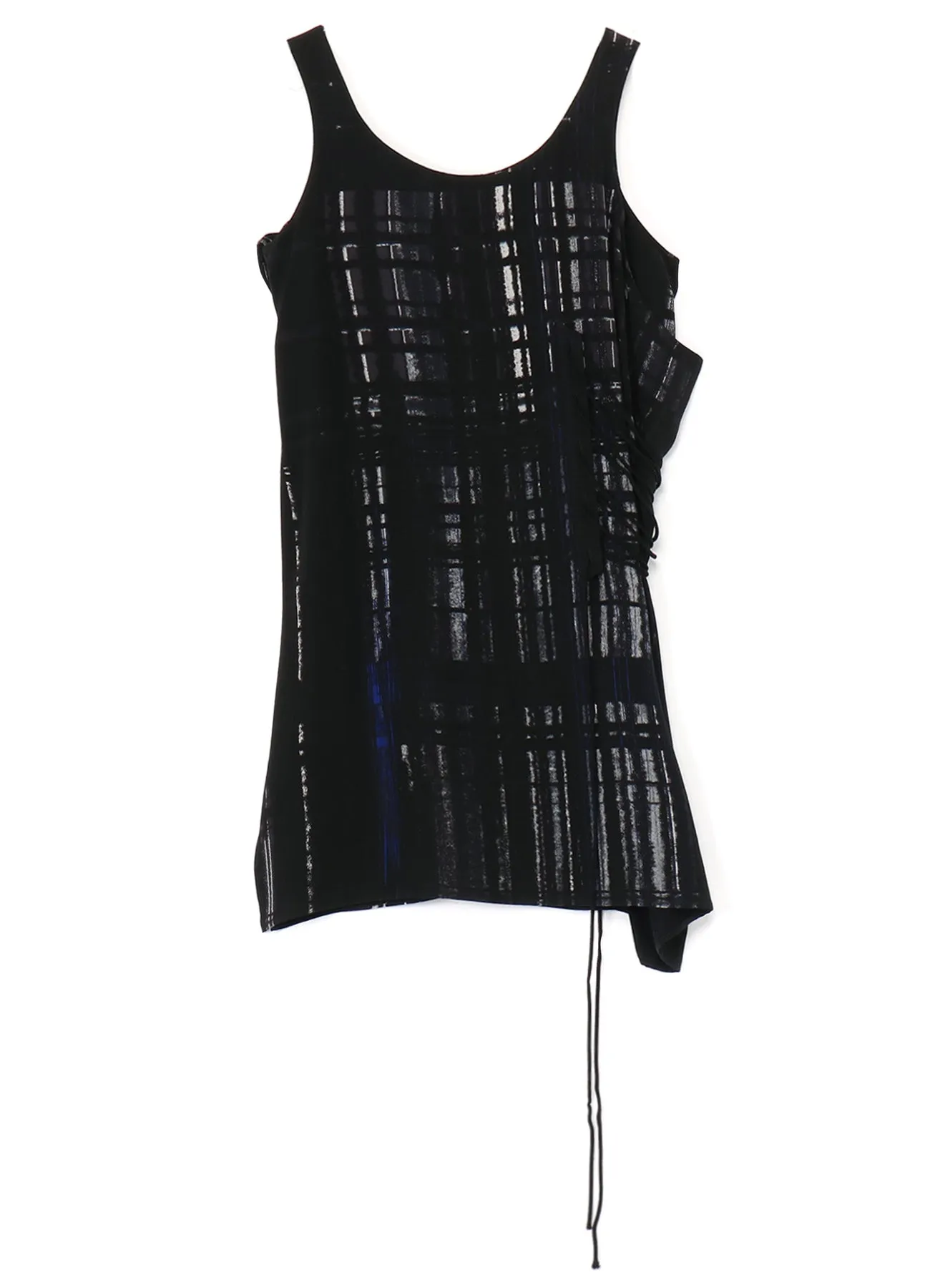 CU/RY HAND PAINTED PLAID PRINT LACE UP BLOUSE sold by Yohji Yamamoto product image thumbnail 3