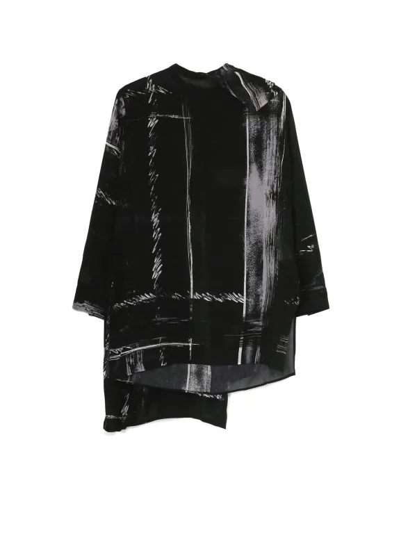 CU/ LAWN BLURRED CHECK BACK TIE BLOUSE sold by Yohji Yamamoto