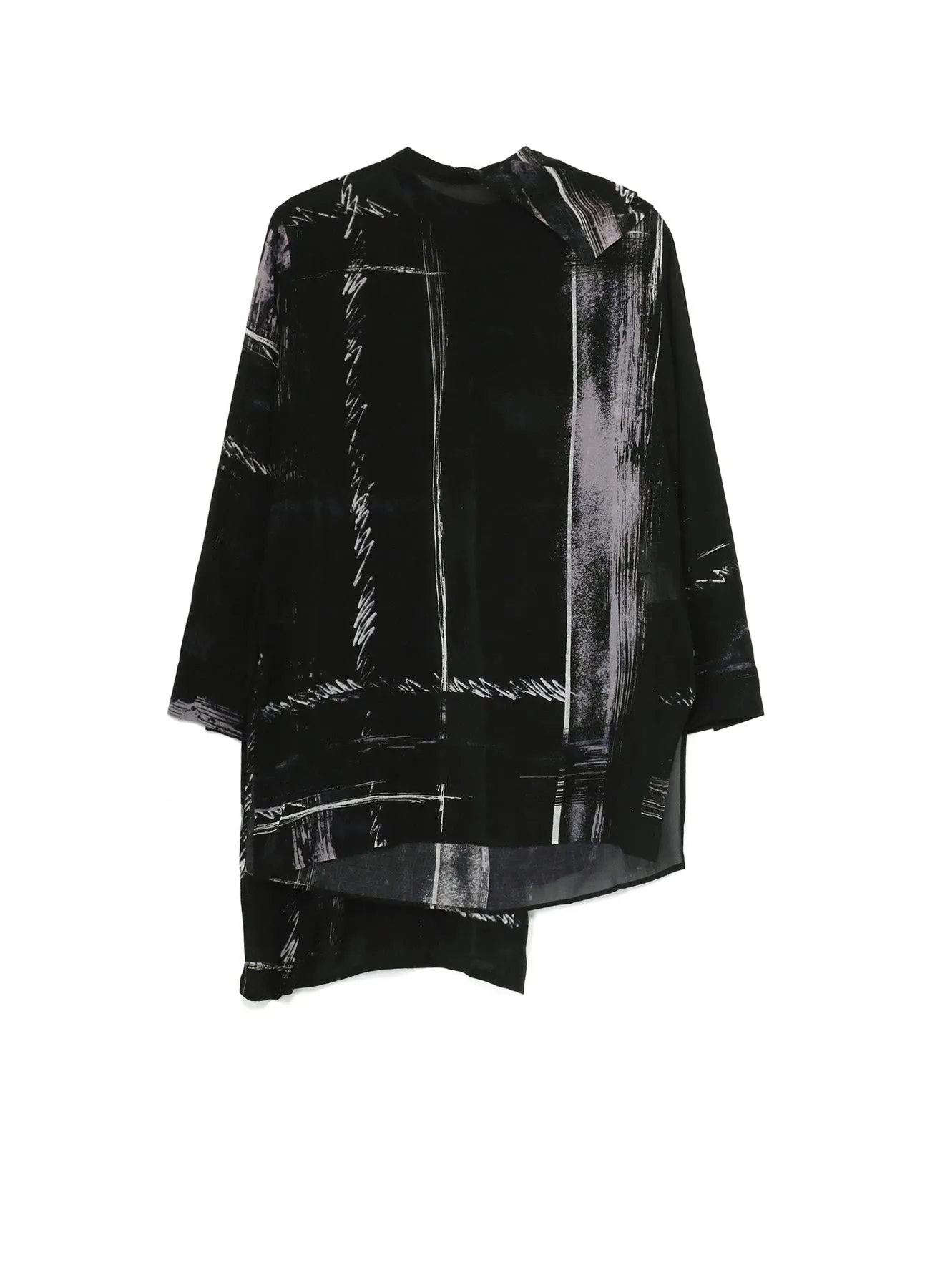 CU/ LAWN BLURRED CHECK BACK TIE BLOUSE sold by Yohji Yamamoto