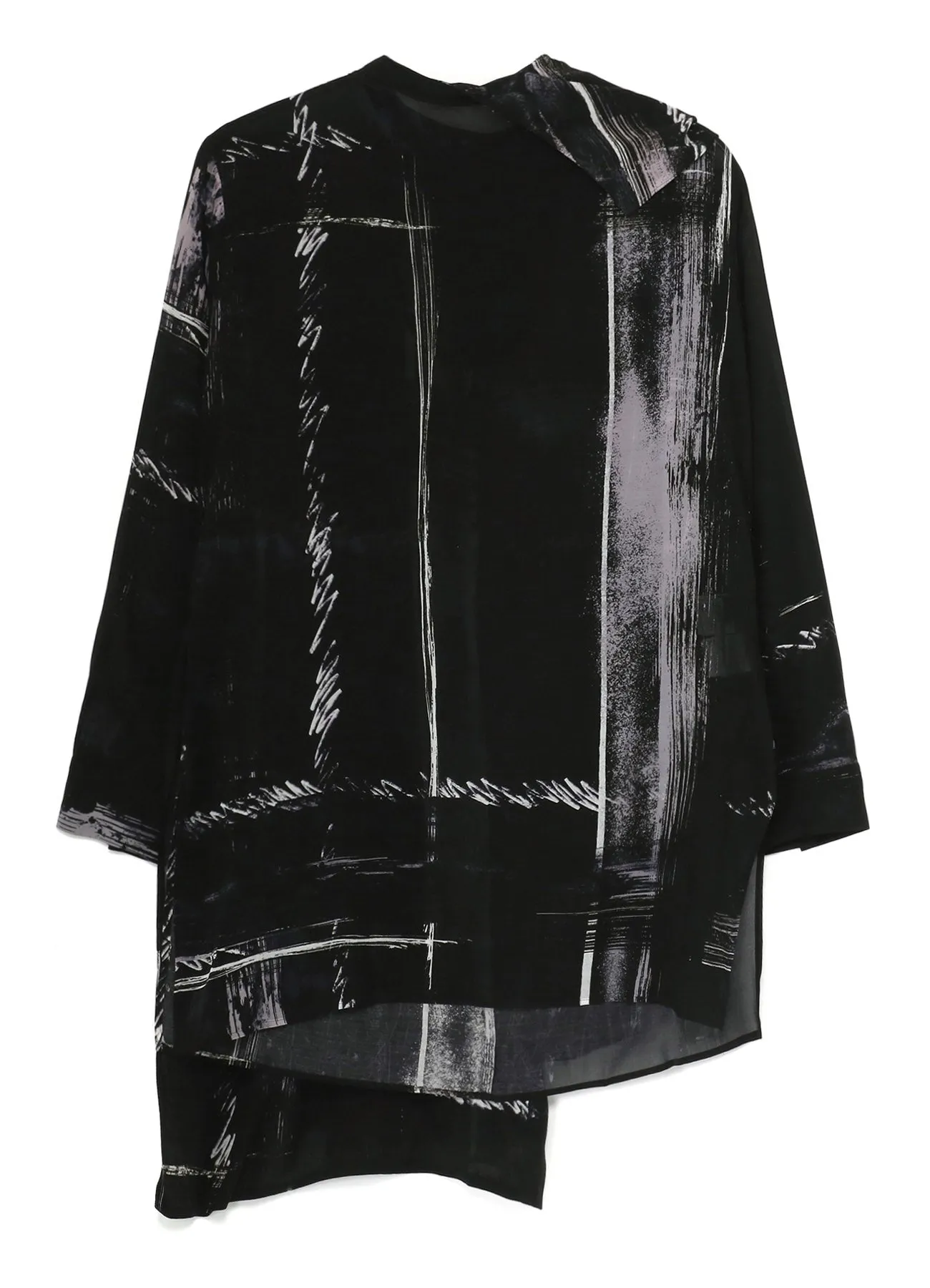 CU/ LAWN BLURRED CHECK BACK TIE BLOUSE sold by Yohji Yamamoto product image thumbnail 2