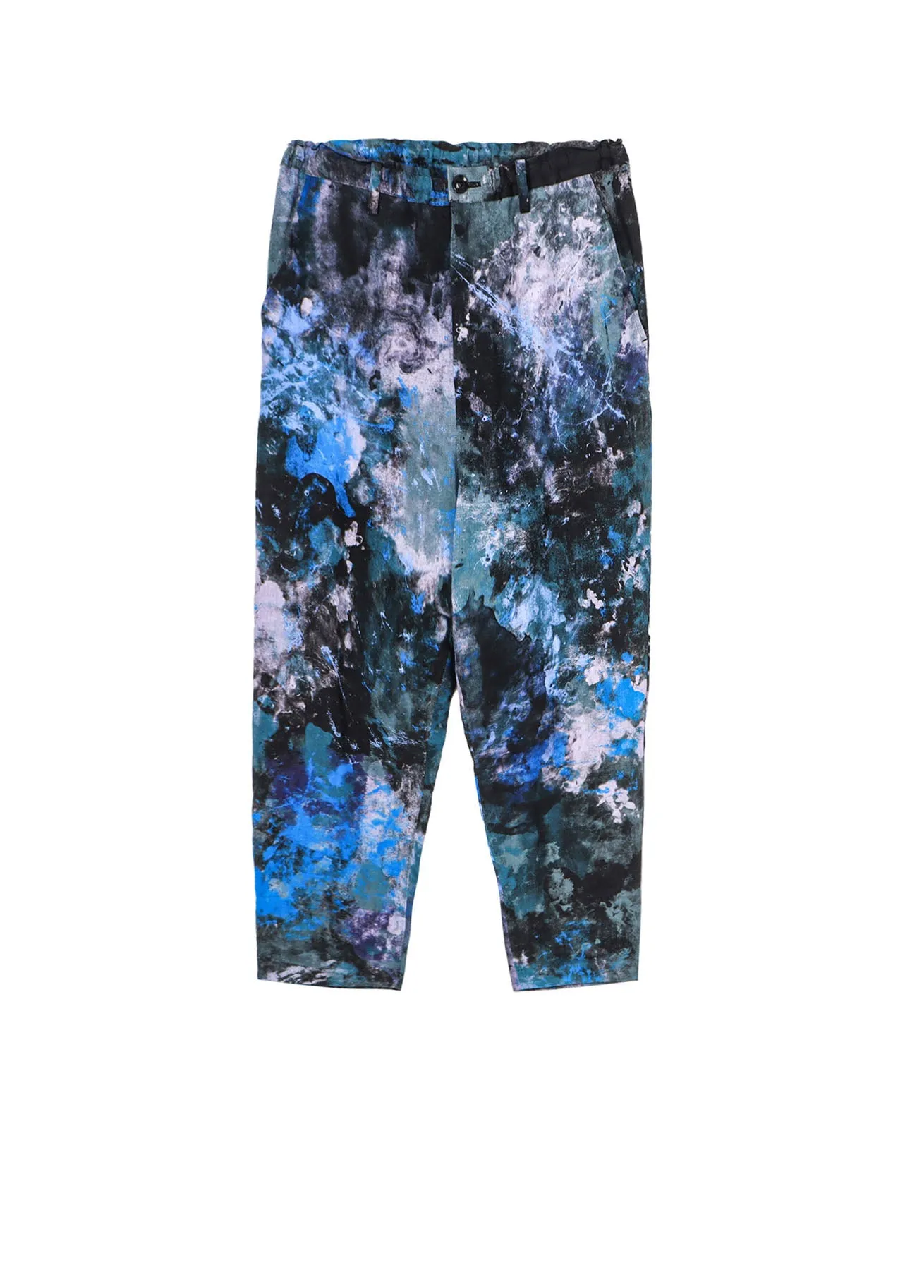LINEN LAWN PAINT PRINT ELASTIC STRING WAIST PANTS sold by Yohji Yamamoto