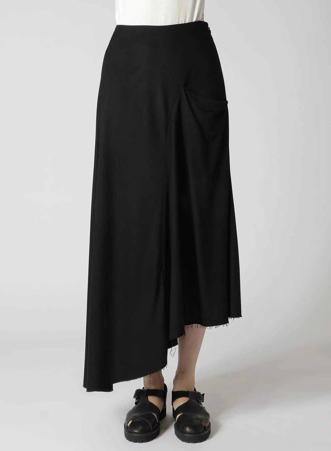RAYON VIYELLA ASYMMETRIC SKIRT sold by Yohji Yamamoto product image thumbnail 4