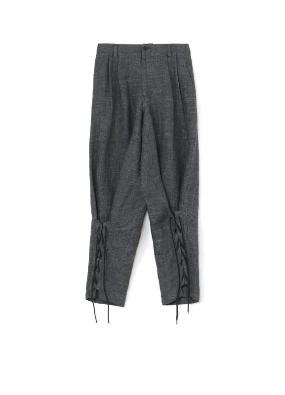 LINEN TWEED LACE UP HEM PANTS sold by Yohji Yamamoto