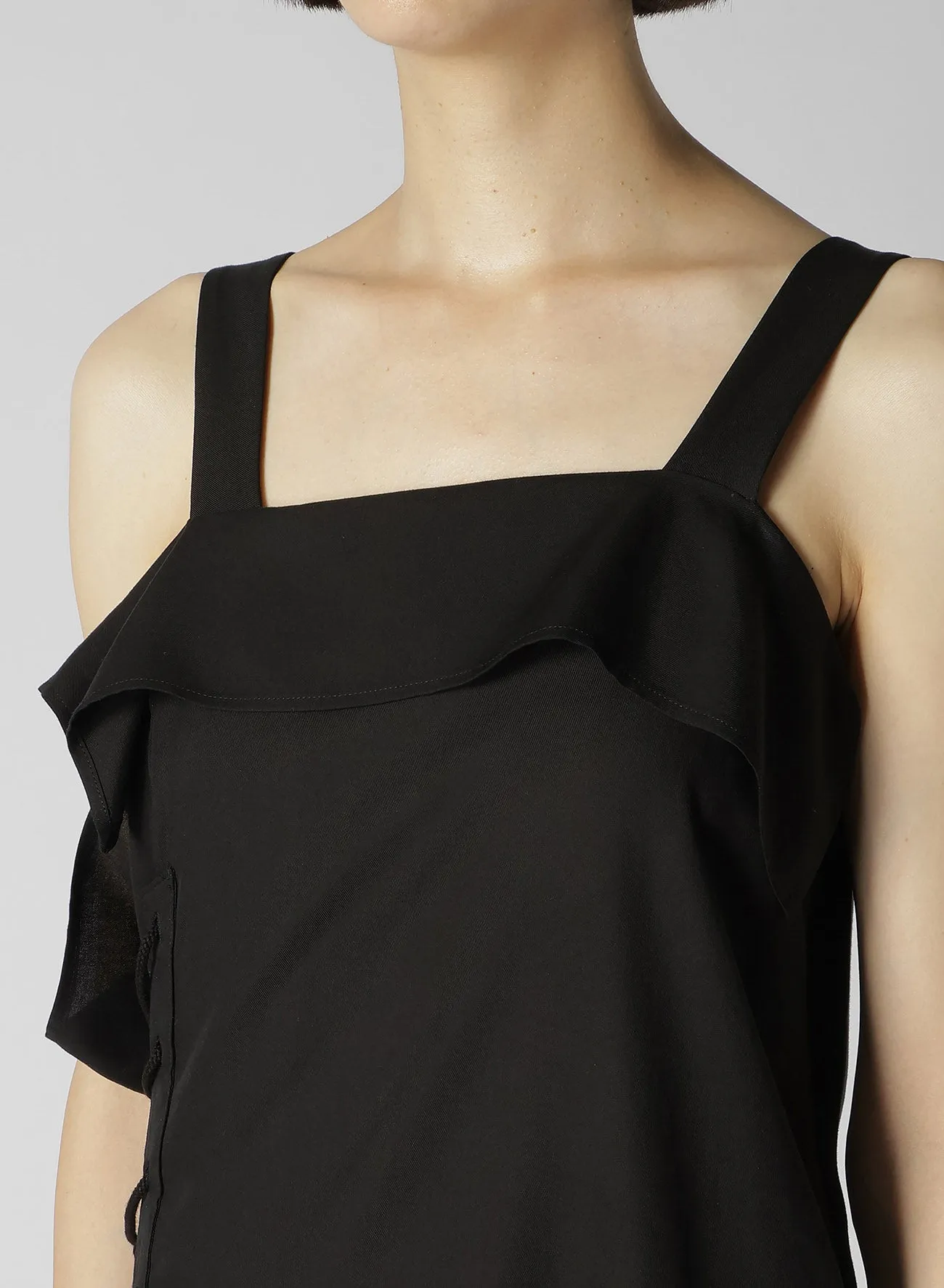 CELLULOSE VIYELLA RIGHT LACE UP BLOUSE sold by Yohji Yamamoto product image thumbnail 5