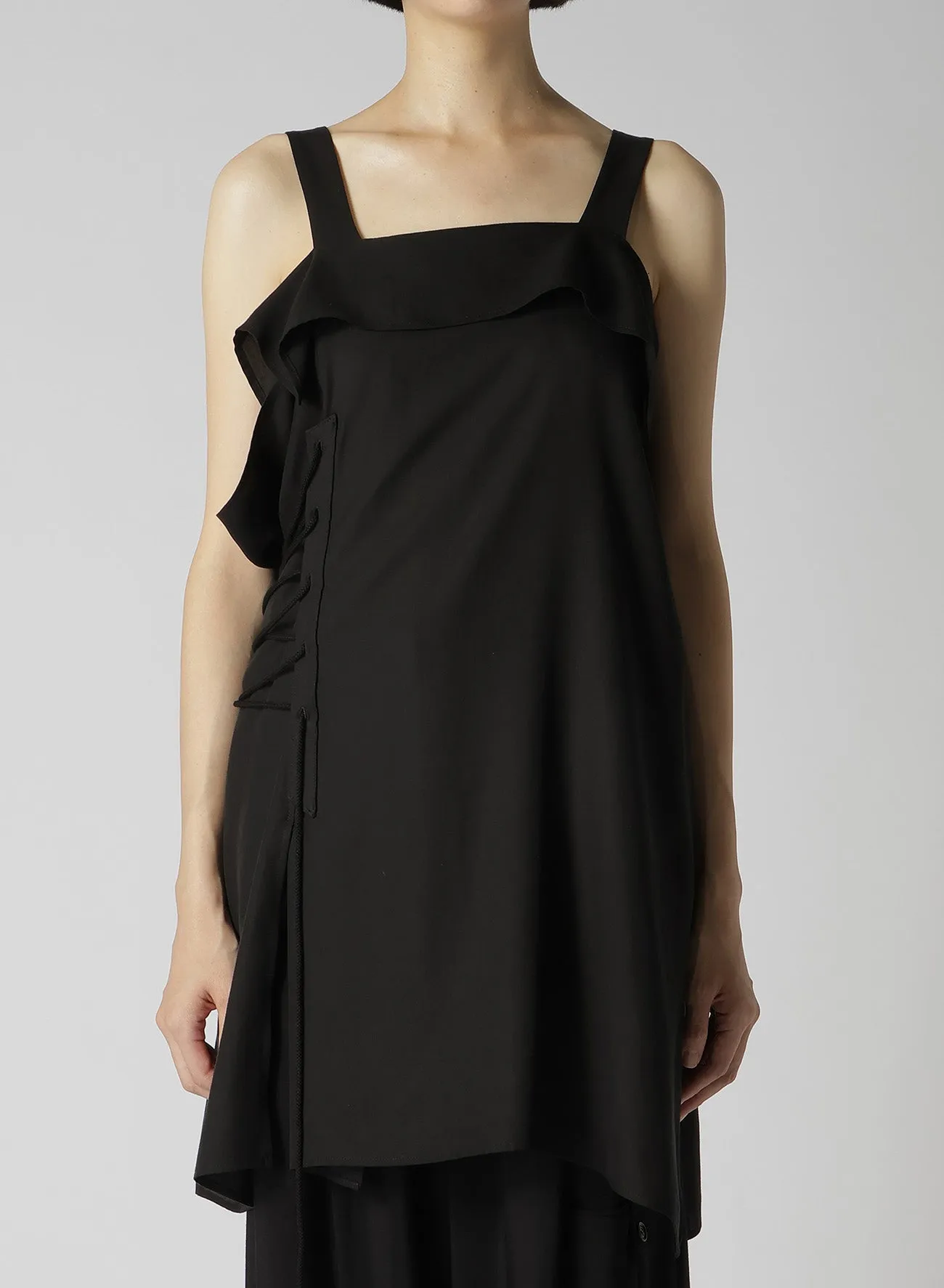 CELLULOSE VIYELLA RIGHT LACE UP BLOUSE sold by Yohji Yamamoto product image thumbnail 4