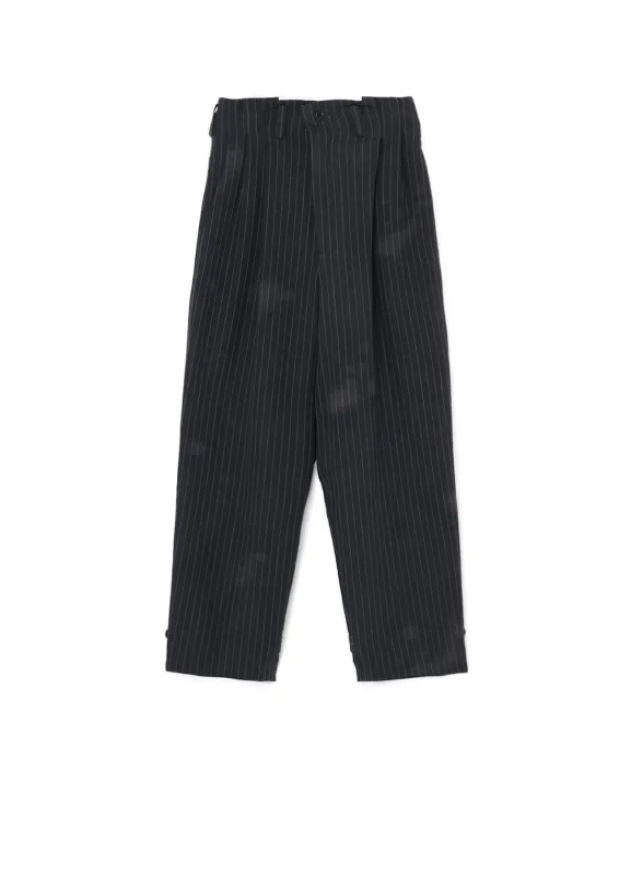 LINEN/COTTON PIN-STRIPE UNEVENLY DYED 2 PLEAT PANTS sold by Yohji Yamamoto