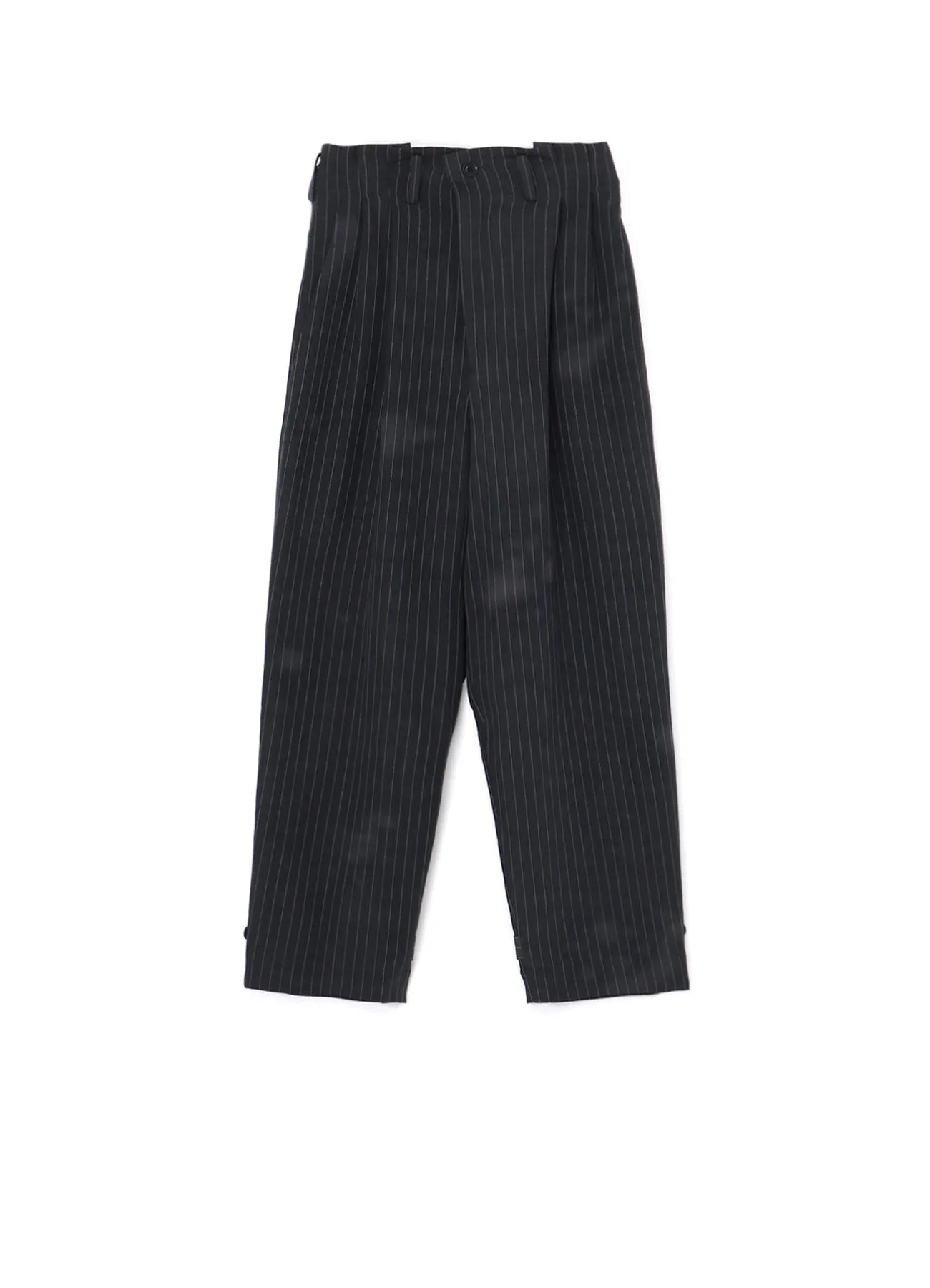 LINEN/COTTON PIN-STRIPE UNEVENLY DYED 2 PLEAT PANTS sold by Yohji Yamamoto