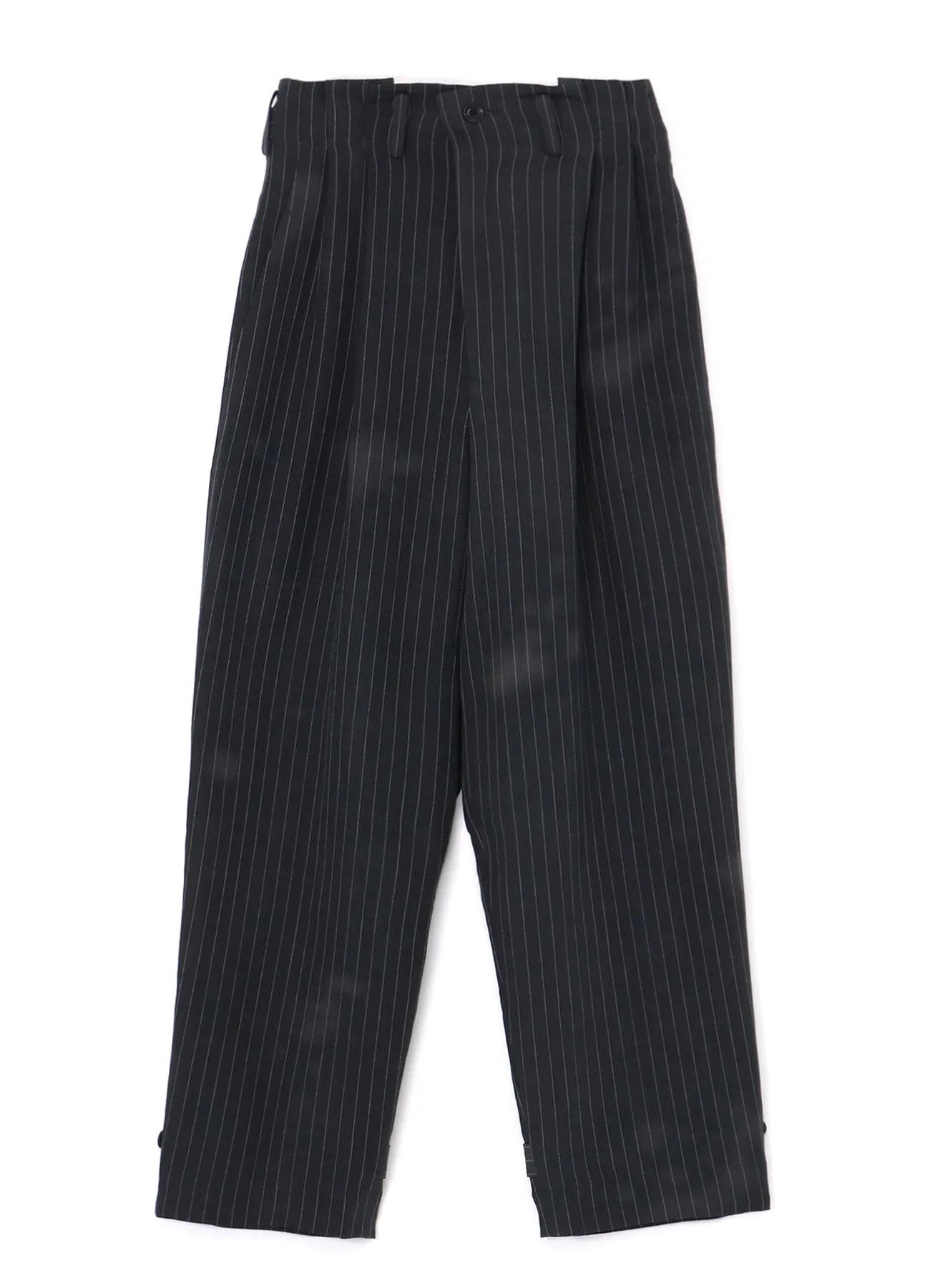 LINEN/COTTON PIN-STRIPE UNEVENLY DYED 2 PLEAT PANTS sold by Yohji Yamamoto product image thumbnail 2