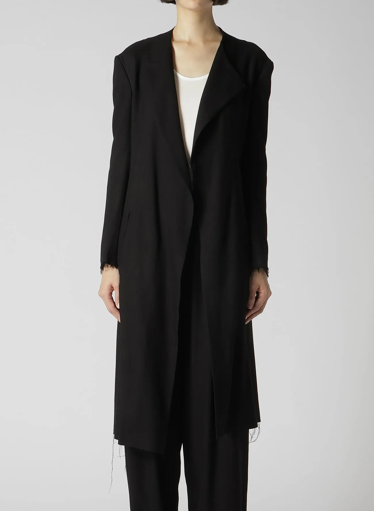 RAYON VIYELLA COLLARLESS JACKET sold by Yohji Yamamoto product image thumbnail 5