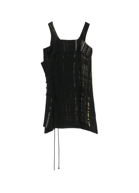 CU/RY HAND PAINTED PLAID PRINT LACE UP BLOUSE made by Yohji Yamamoto