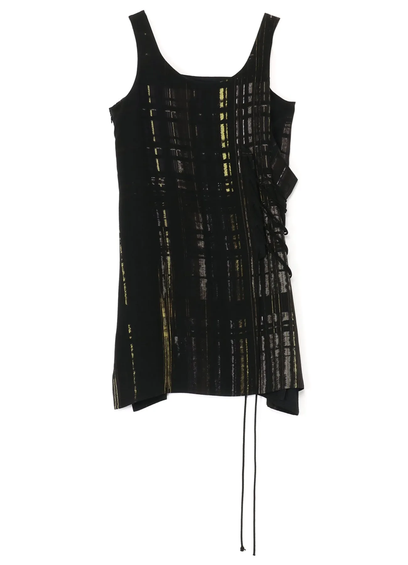 CU/RY HAND PAINTED PLAID PRINT LACE UP BLOUSE sold by Yohji Yamamoto product image thumbnail 3