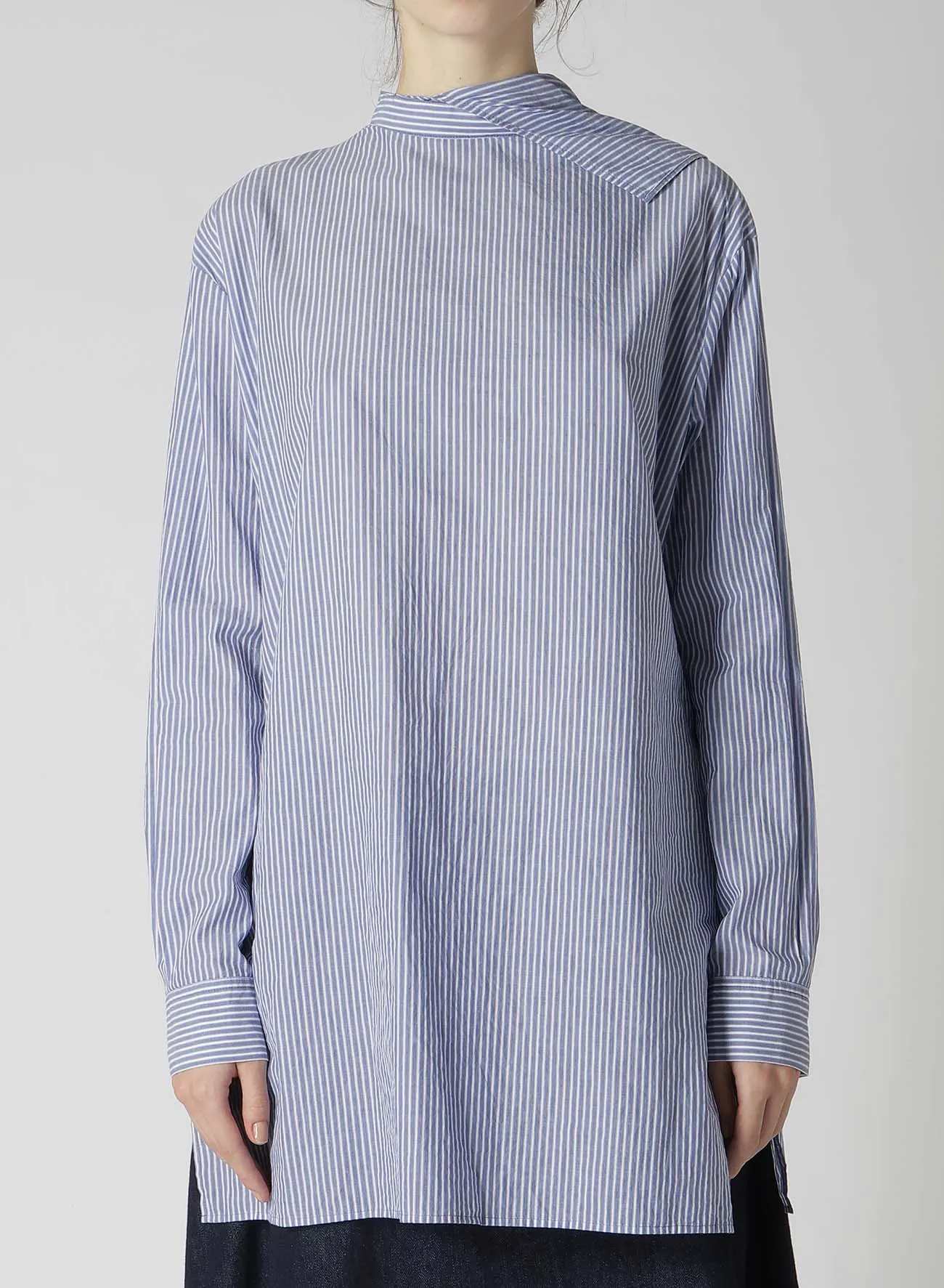 COTTON STRIPE BACK TIE BLOUSE sold by Yohji Yamamoto product image thumbnail 4