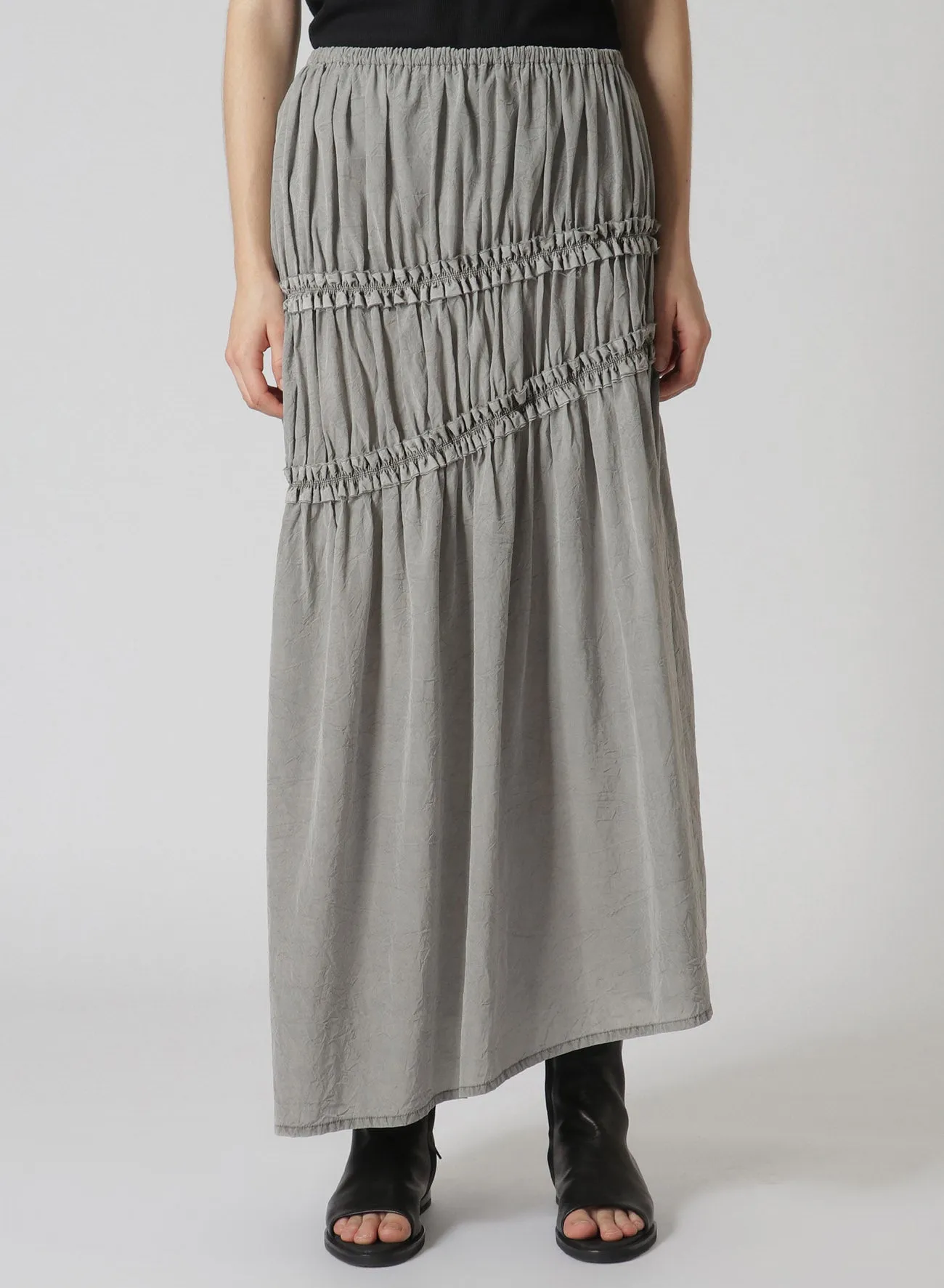 CUPRA COTTON PRODUCT PIGMENT DYED WRINKLED LAWN ASYMMETRY GATHER SKIRT sold by Yohji Yamamoto product image thumbnail 4