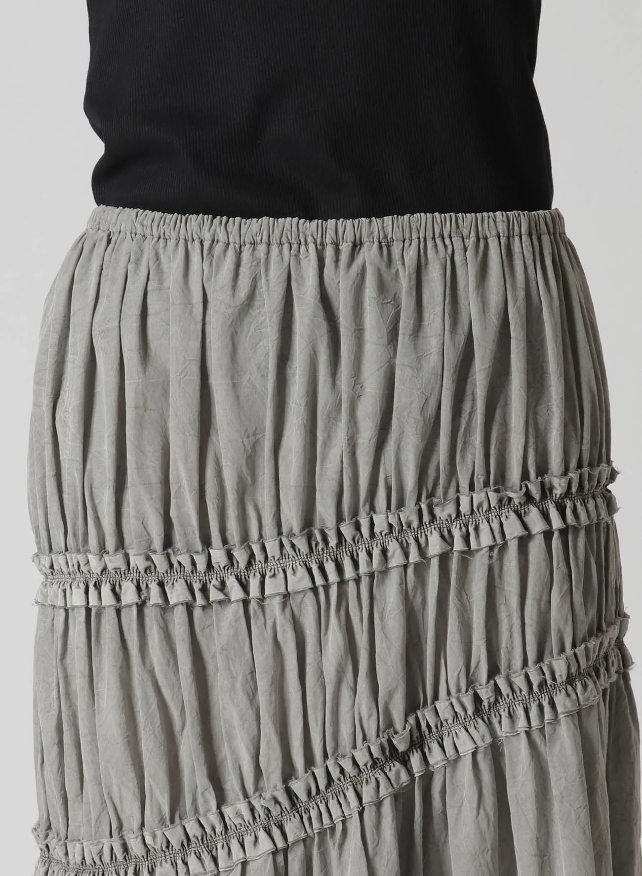 CUPRA COTTON PRODUCT PIGMENT DYED WRINKLED LAWN ASYMMETRY GATHER SKIRT sold by Yohji Yamamoto product image thumbnail 5
