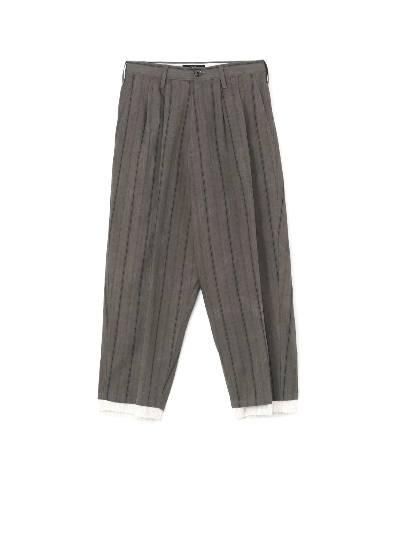 COTTON STRIPE INK DYED DOUBLE TUCK TAPERED PANTS sold by Yohji Yamamoto