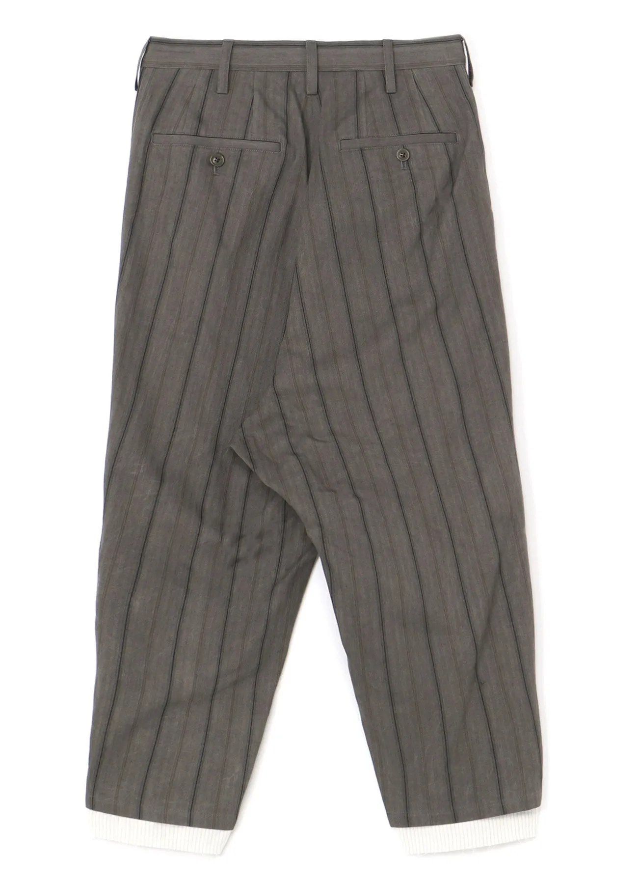 COTTON STRIPE INK DYED DOUBLE TUCK TAPERED PANTS sold by Yohji Yamamoto product image thumbnail 3