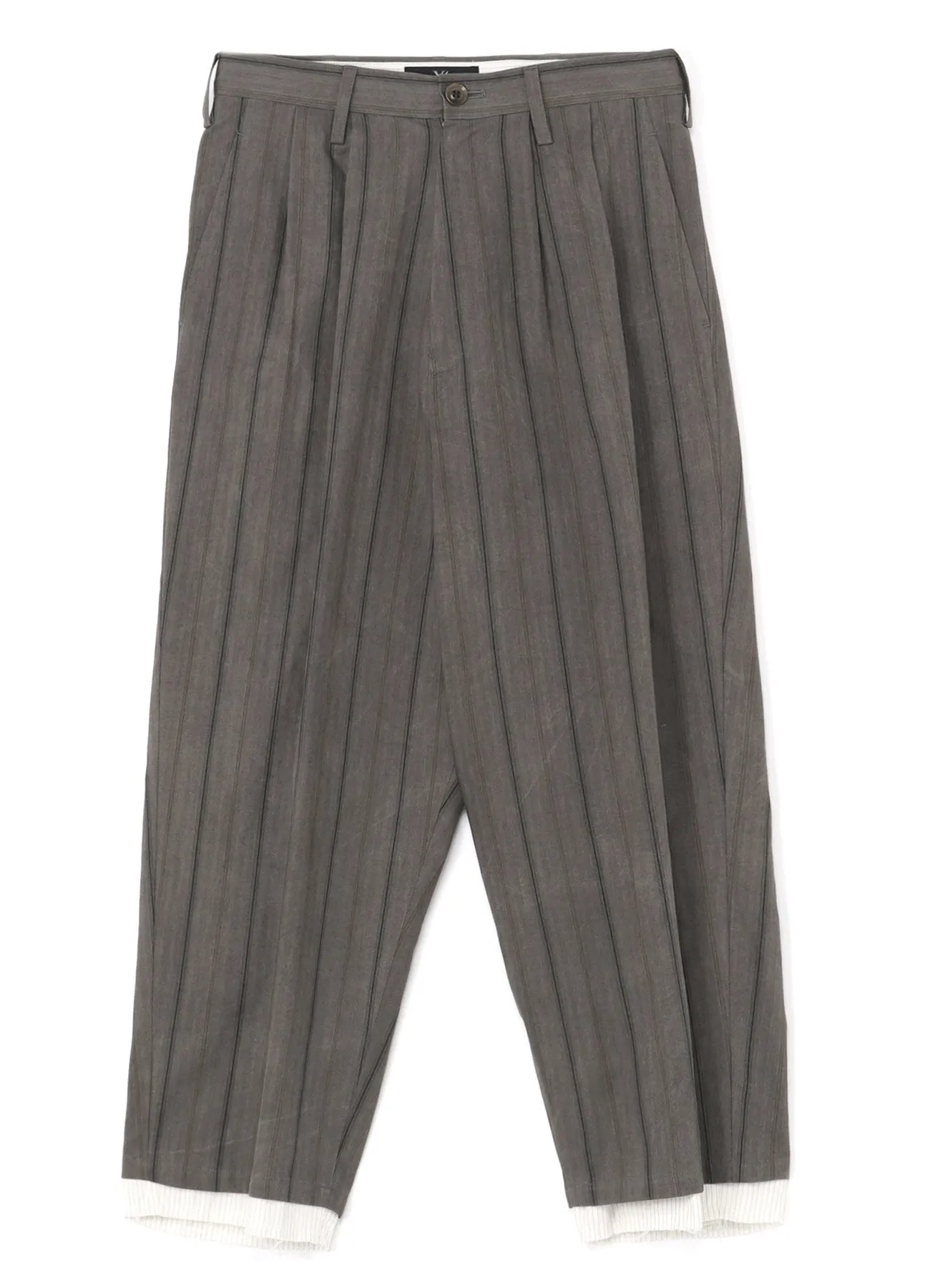COTTON STRIPE INK DYED DOUBLE TUCK TAPERED PANTS sold by Yohji Yamamoto product image thumbnail 2