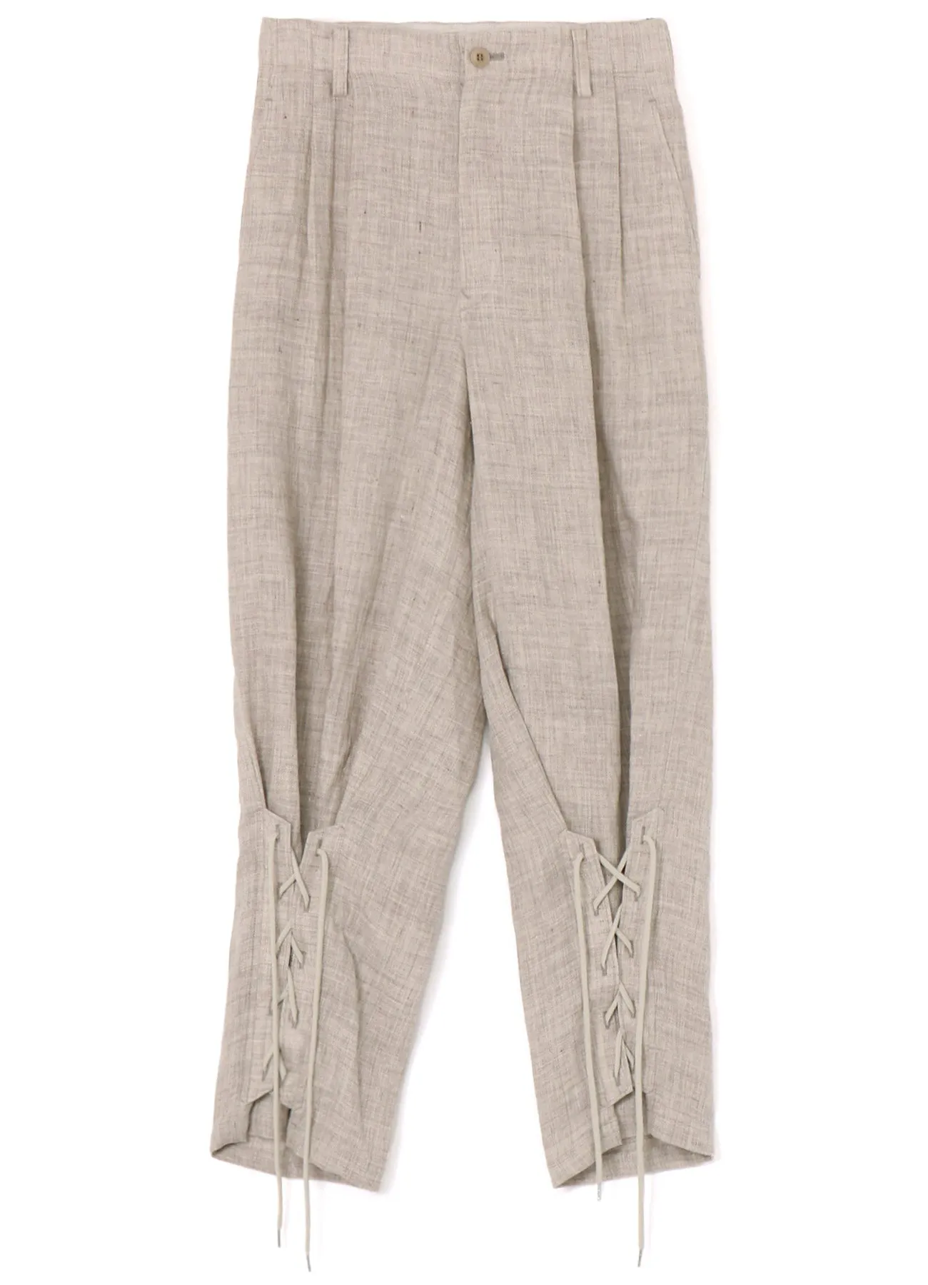 LINEN TWEED LACE UP HEM PANTS sold by Yohji Yamamoto product image thumbnail 2