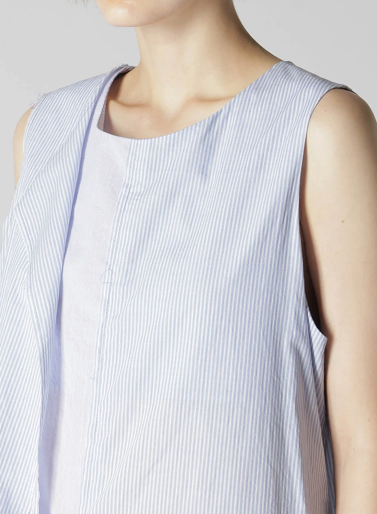 COTTON STRIPE FRONT DRAPE BLOUSE sold by Yohji Yamamoto product image thumbnail 5