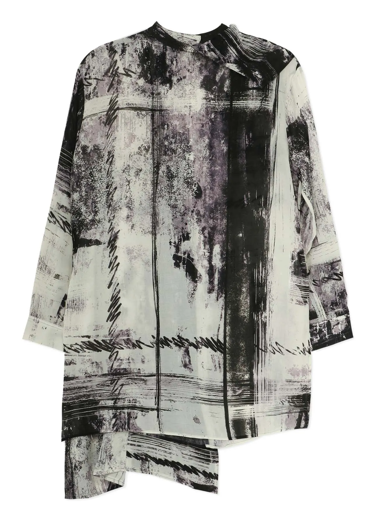 CU/ LAWN BLURRED CHECK BACK TIE BLOUSE sold by Yohji Yamamoto product image thumbnail 2