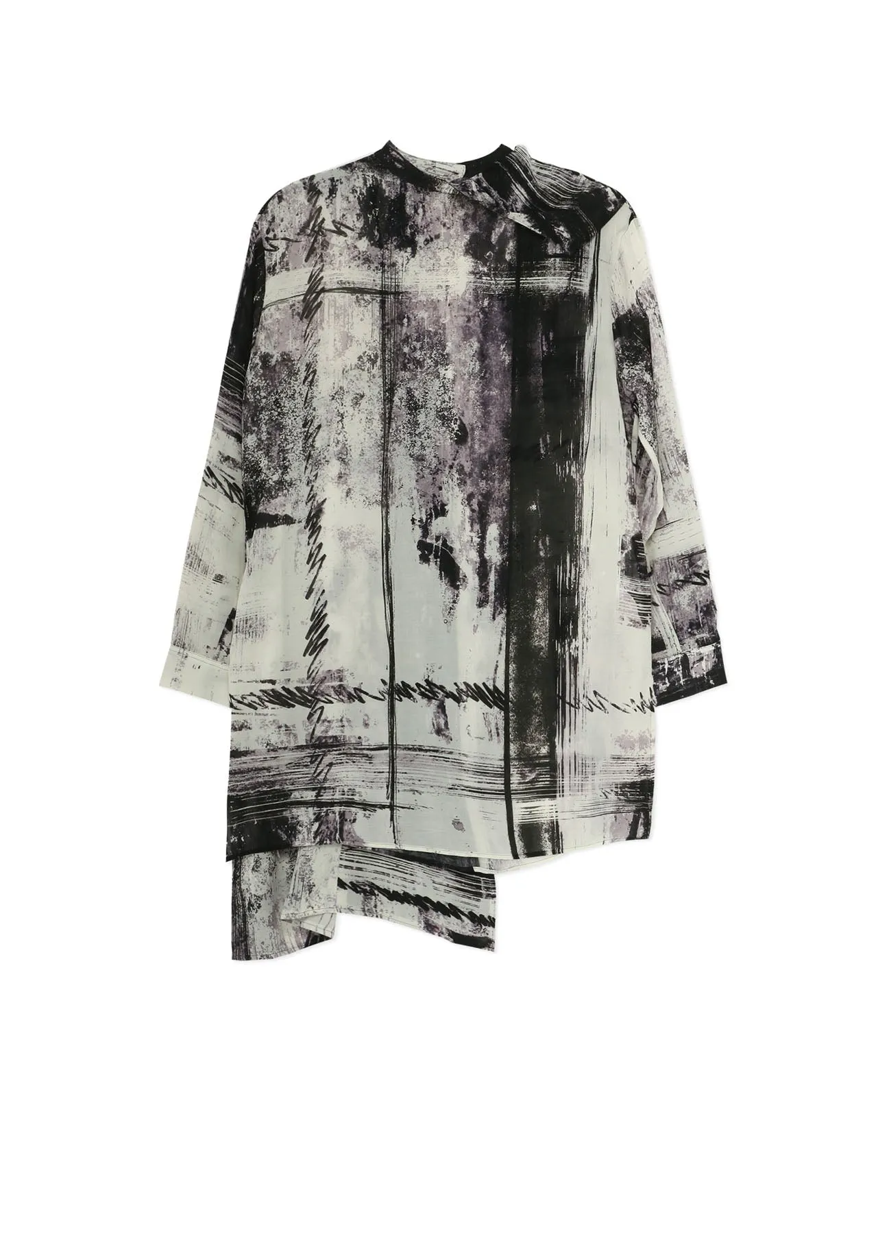 CU/ LAWN BLURRED CHECK BACK TIE BLOUSE sold by Yohji Yamamoto