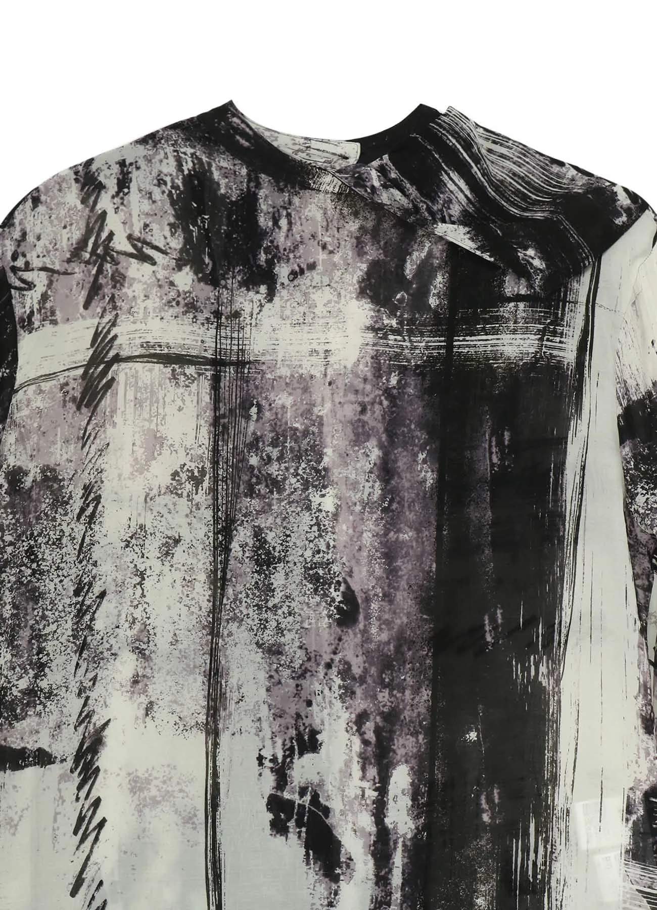 CU/ LAWN BLURRED CHECK BACK TIE BLOUSE sold by Yohji Yamamoto product image thumbnail 4