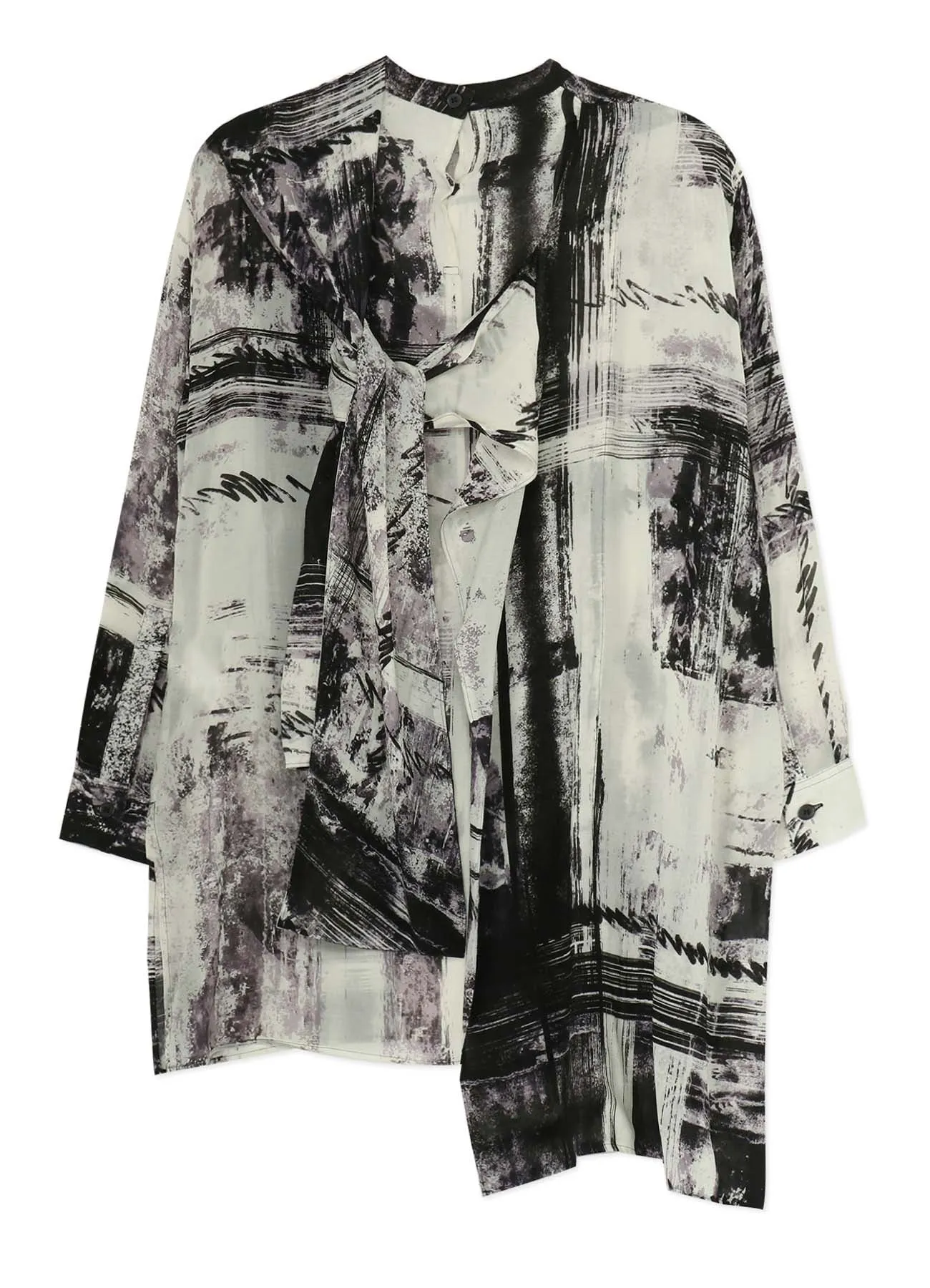 CU/ LAWN BLURRED CHECK BACK TIE BLOUSE sold by Yohji Yamamoto product image thumbnail 3
