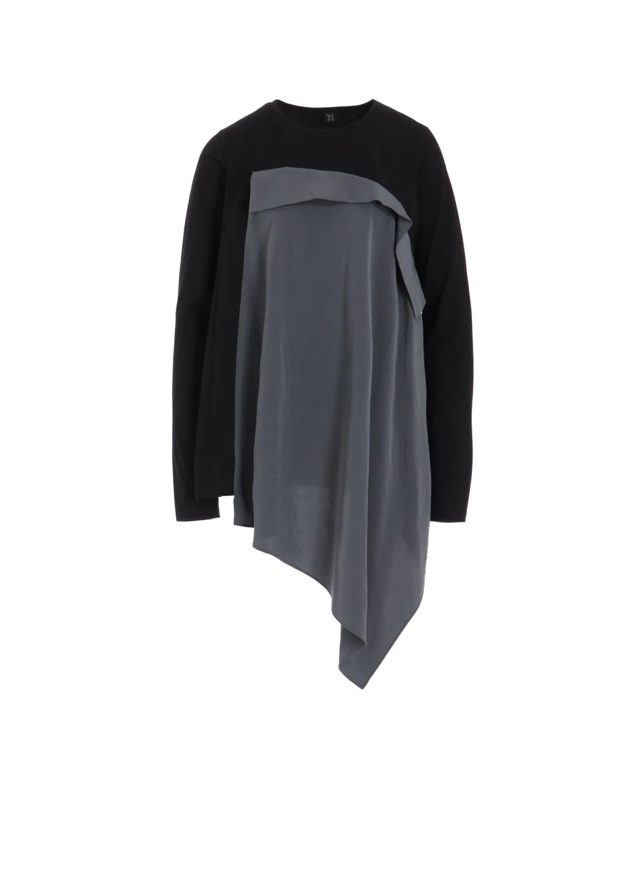 CREPE de CHINE/COTTON JERSEY COMBINATION LONG SLEEEVE T sold by Yohji Yamamoto