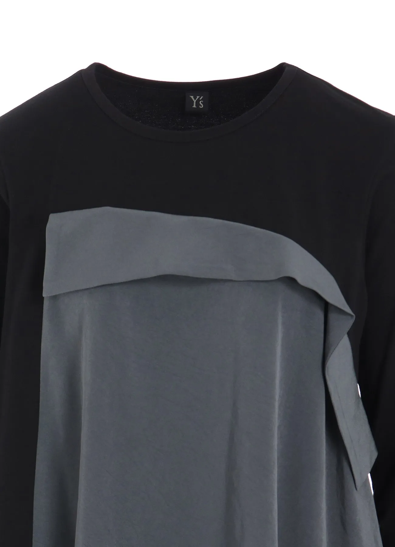 CREPE de CHINE/COTTON JERSEY COMBINATION LONG SLEEEVE T sold by Yohji Yamamoto product image thumbnail 5